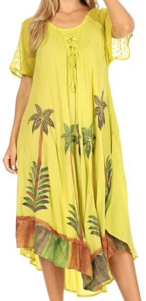 Sakkas Kai Palm Tree Caftan Tank Dress / Cover Up