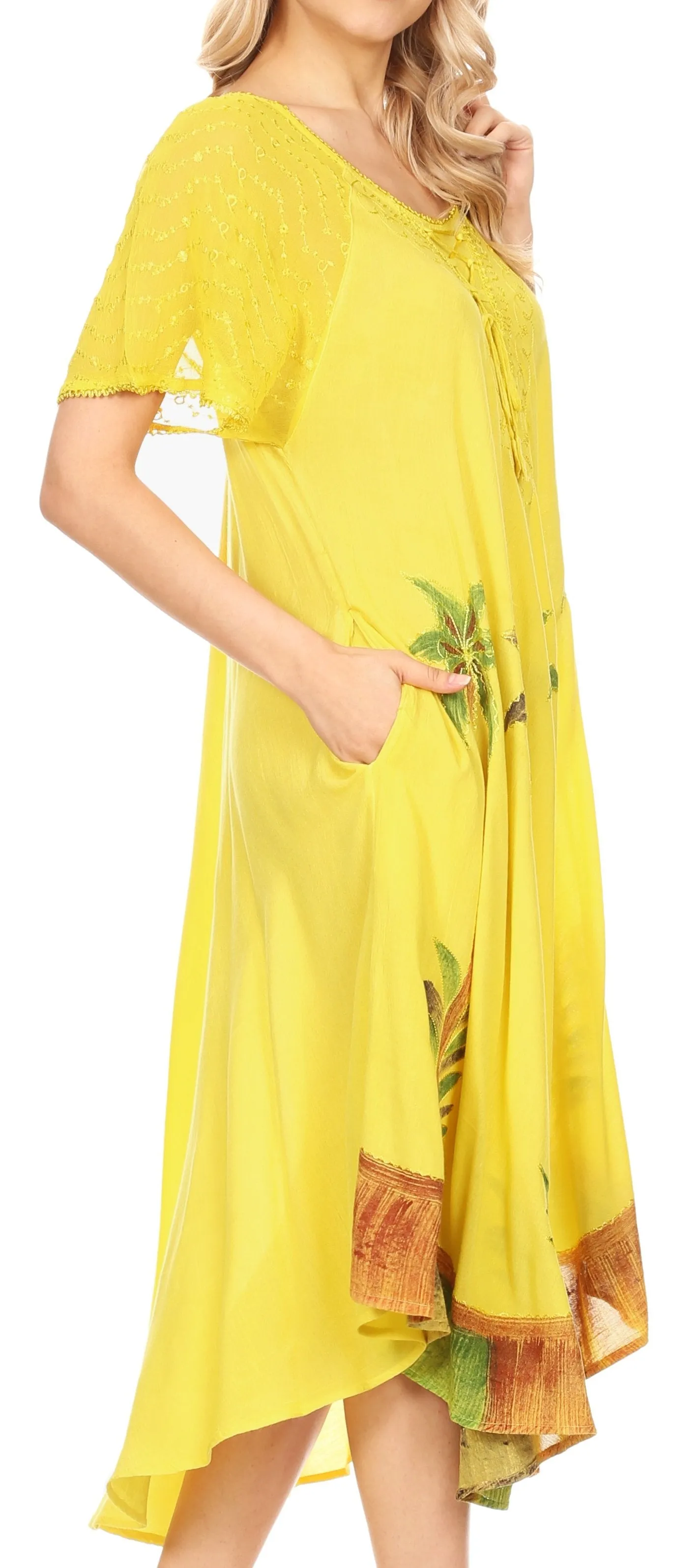 Sakkas Kai Palm Tree Caftan Tank Dress / Cover Up