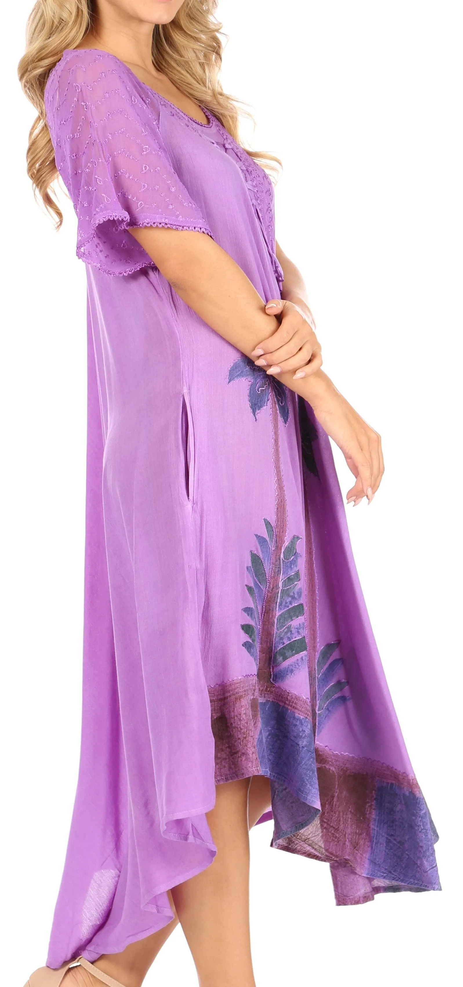 Sakkas Kai Palm Tree Caftan Tank Dress / Cover Up