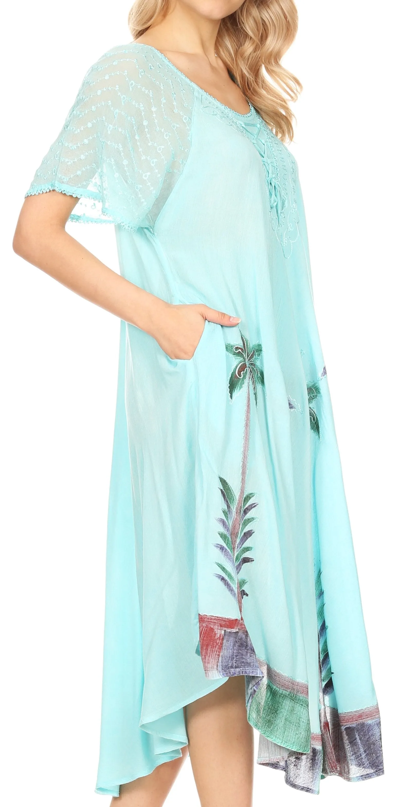 Sakkas Kai Palm Tree Caftan Tank Dress / Cover Up