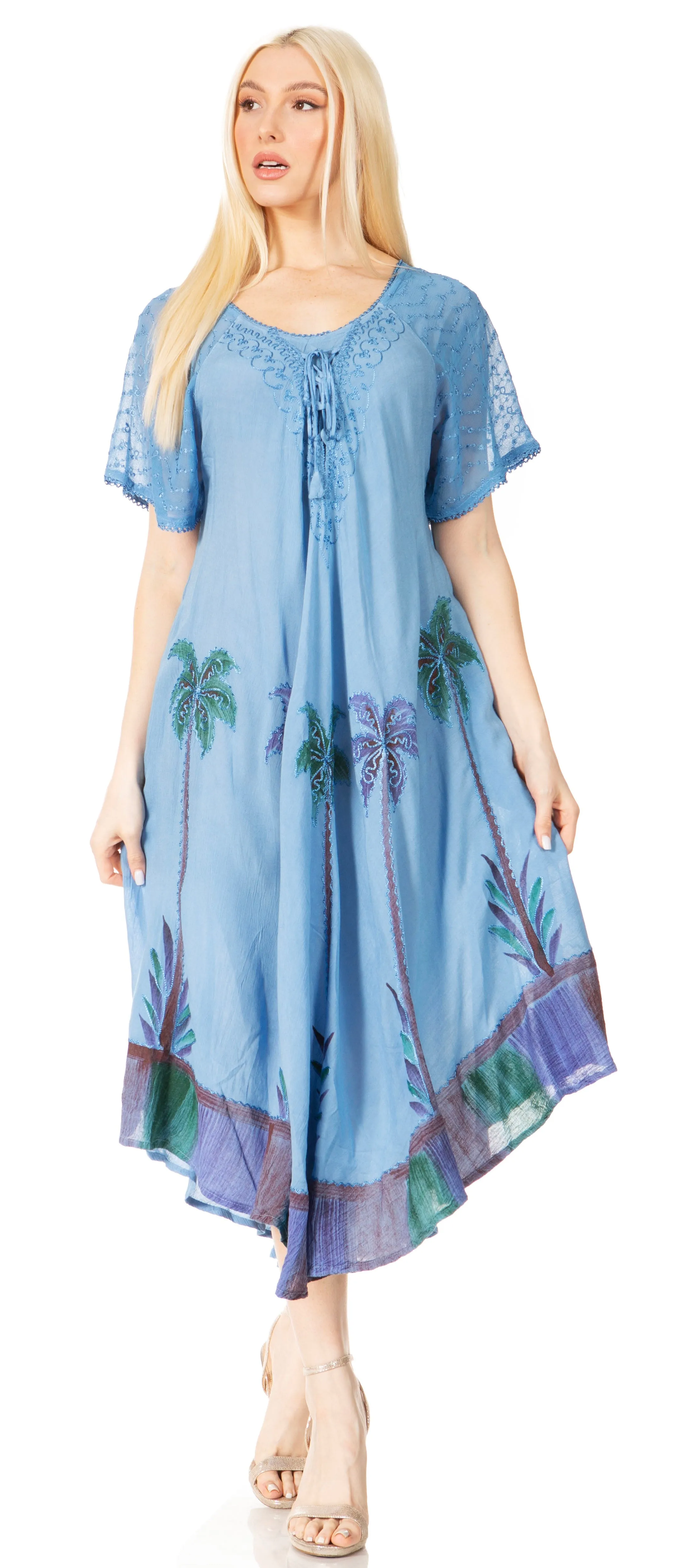 Sakkas Kai Palm Tree Caftan Tank Dress / Cover Up