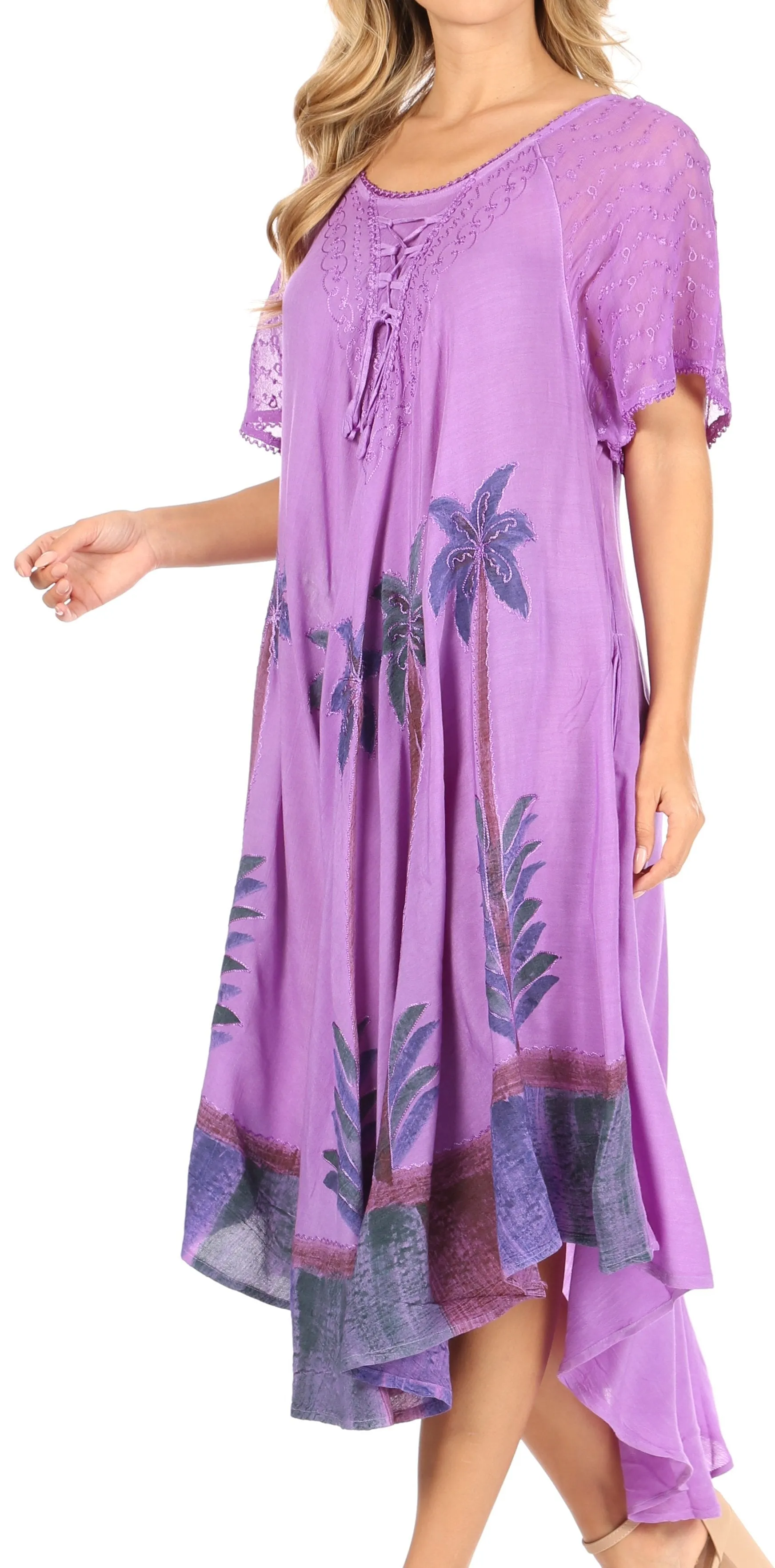 Sakkas Kai Palm Tree Caftan Tank Dress / Cover Up