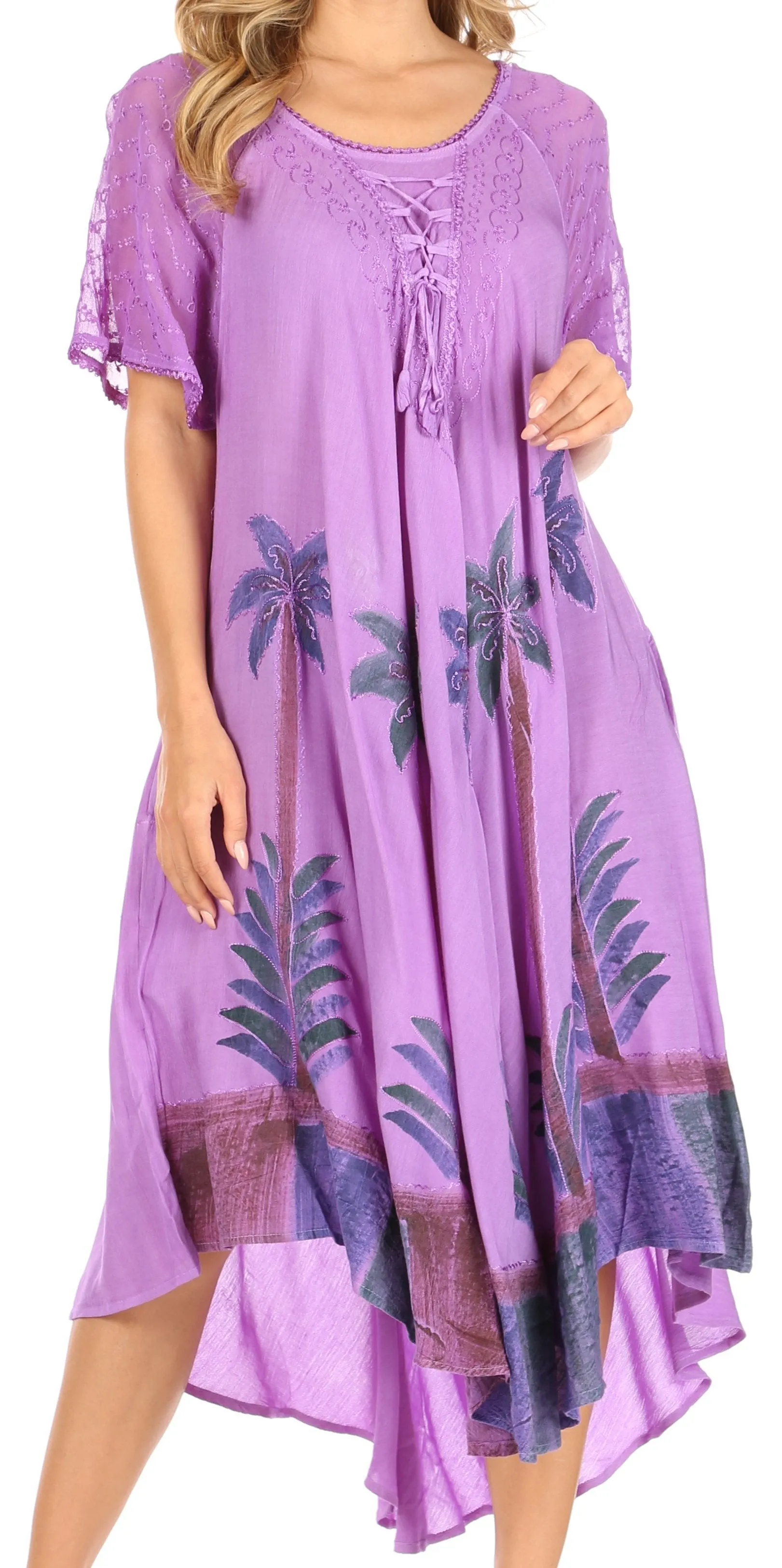 Sakkas Kai Palm Tree Caftan Tank Dress / Cover Up