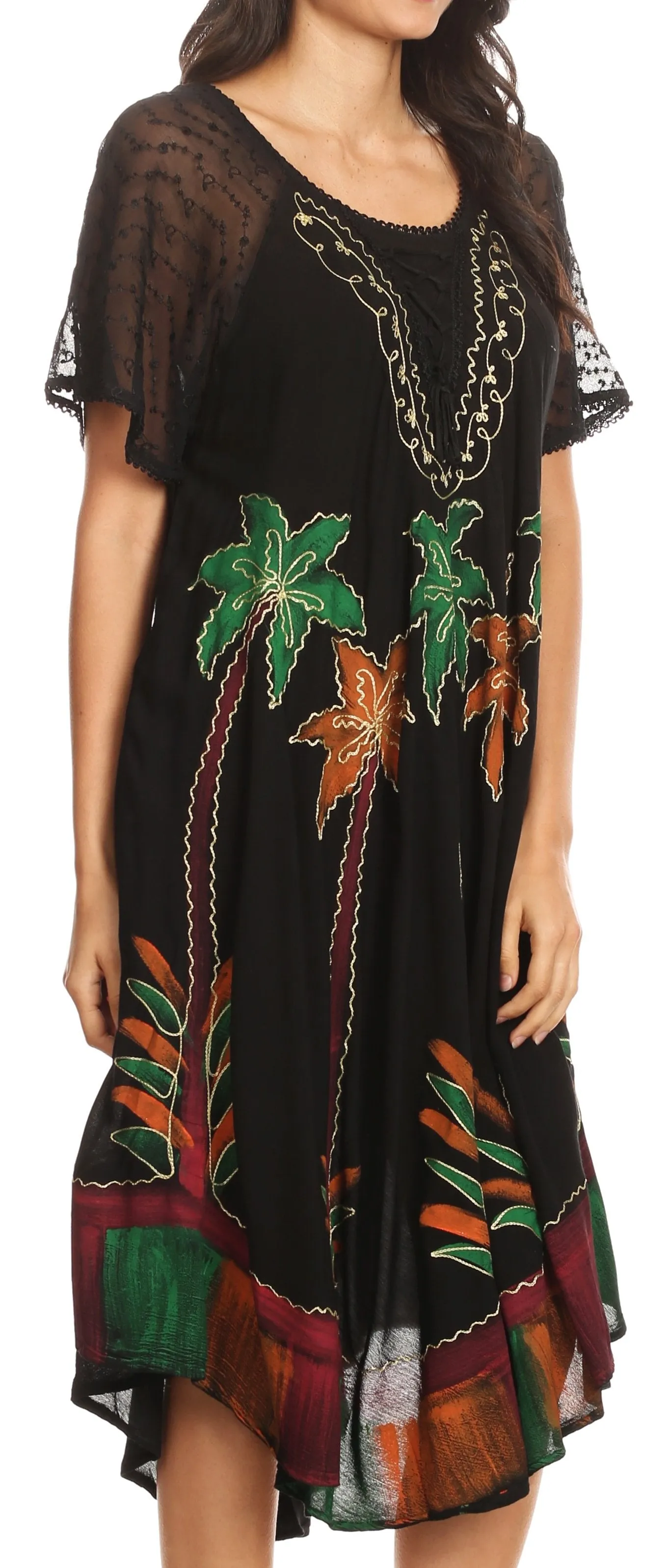 Sakkas Kai Palm Tree Caftan Tank Dress / Cover Up