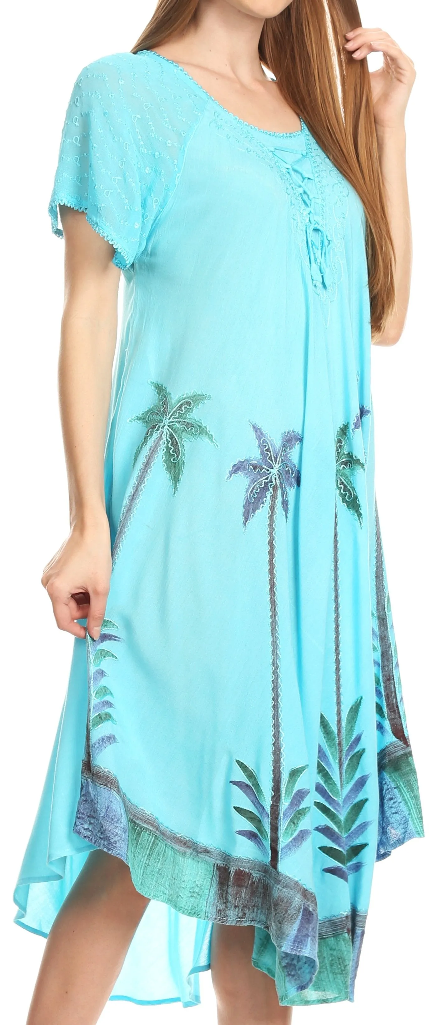 Sakkas Kai Palm Tree Caftan Tank Dress / Cover Up