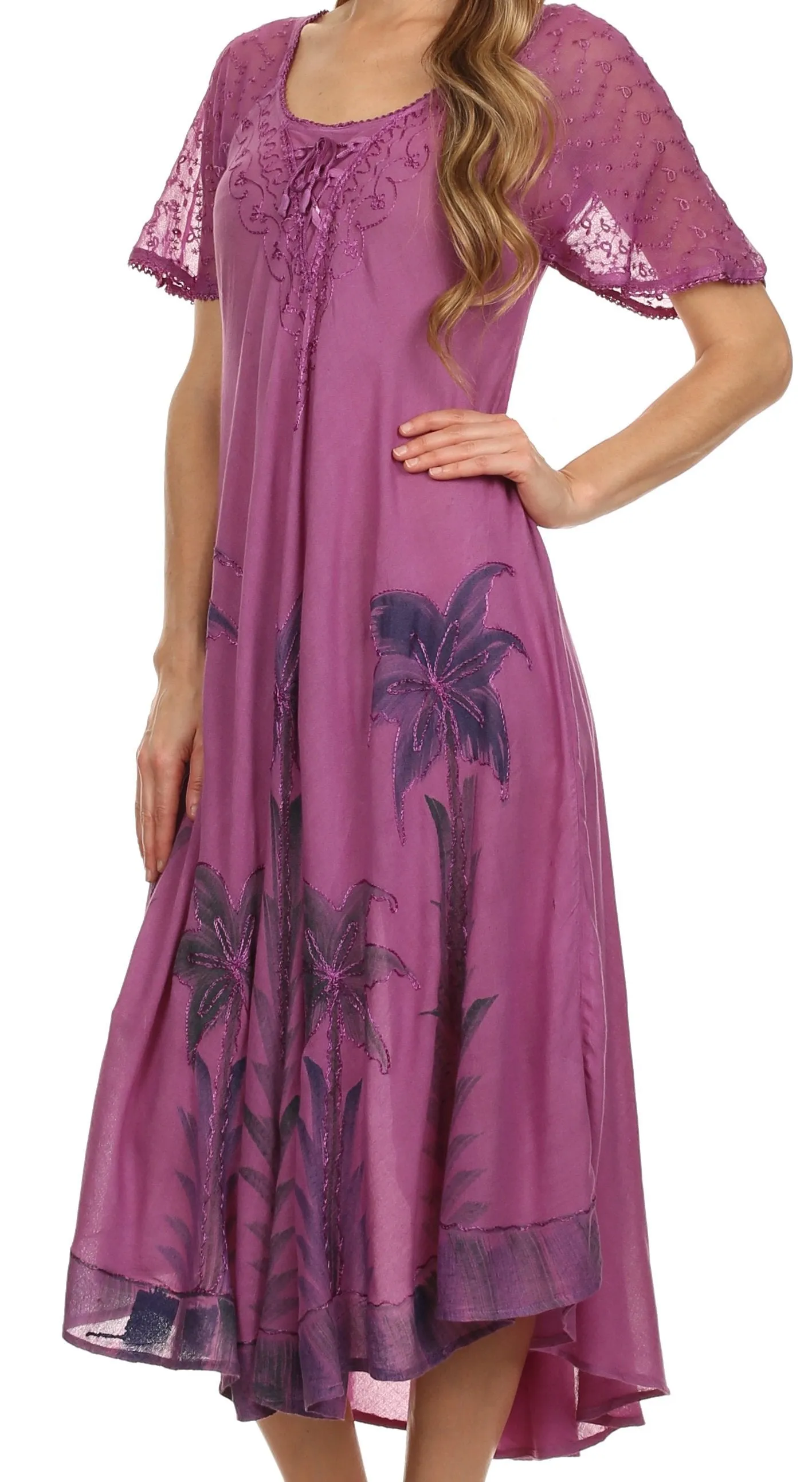 Sakkas Kai Palm Tree Caftan Tank Dress / Cover Up