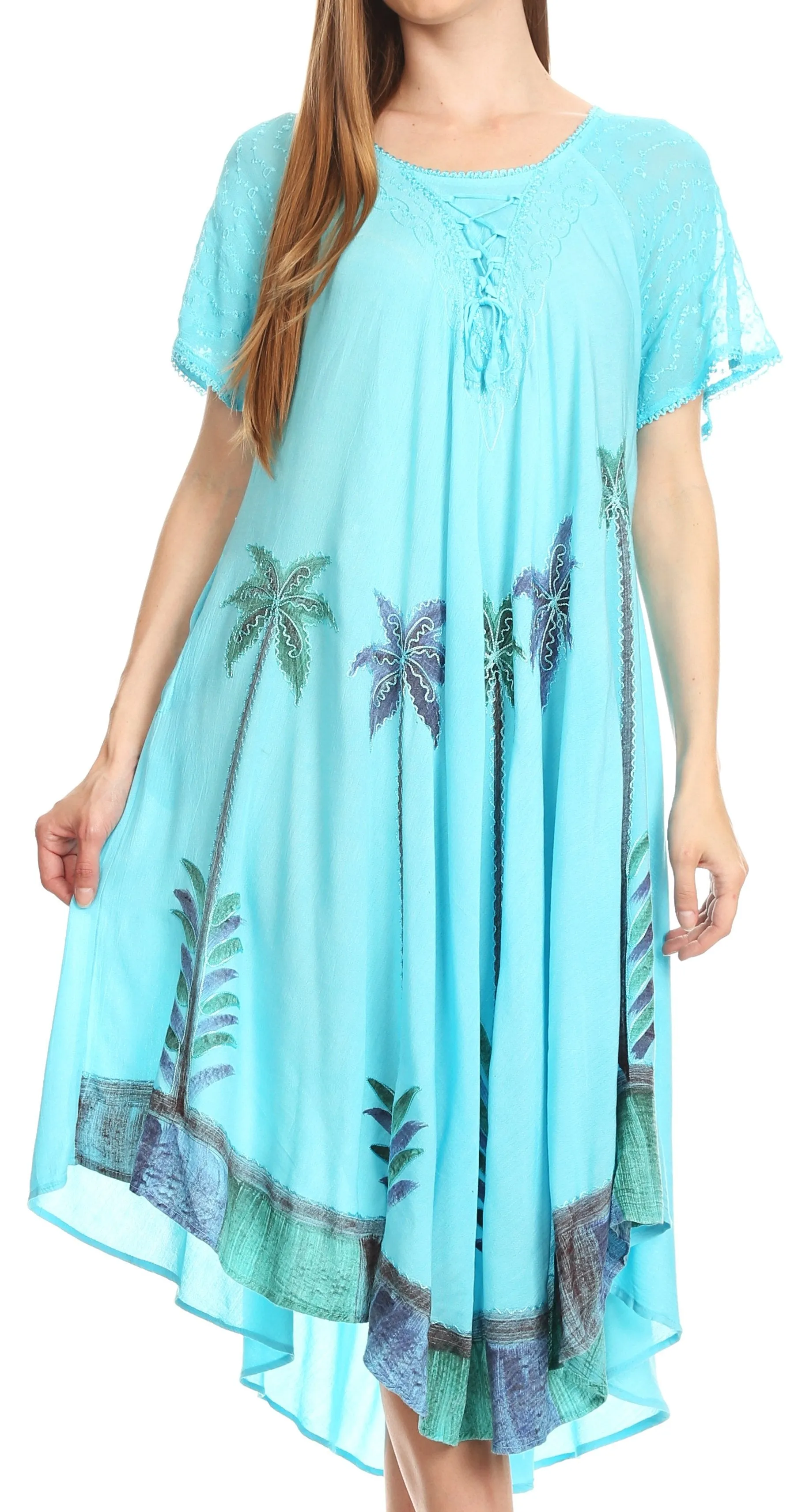 Sakkas Kai Palm Tree Caftan Tank Dress / Cover Up