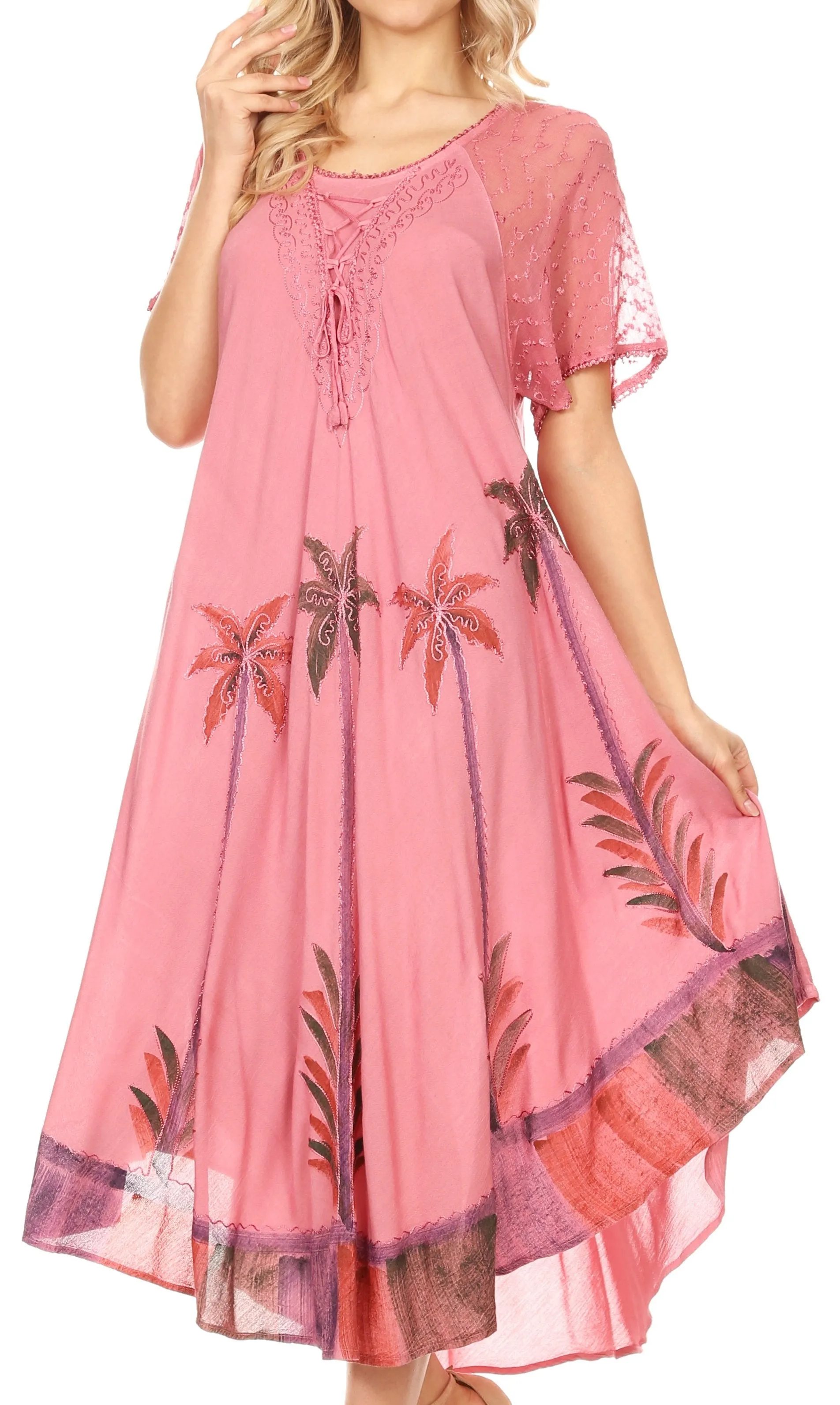 Sakkas Kai Palm Tree Caftan Tank Dress / Cover Up