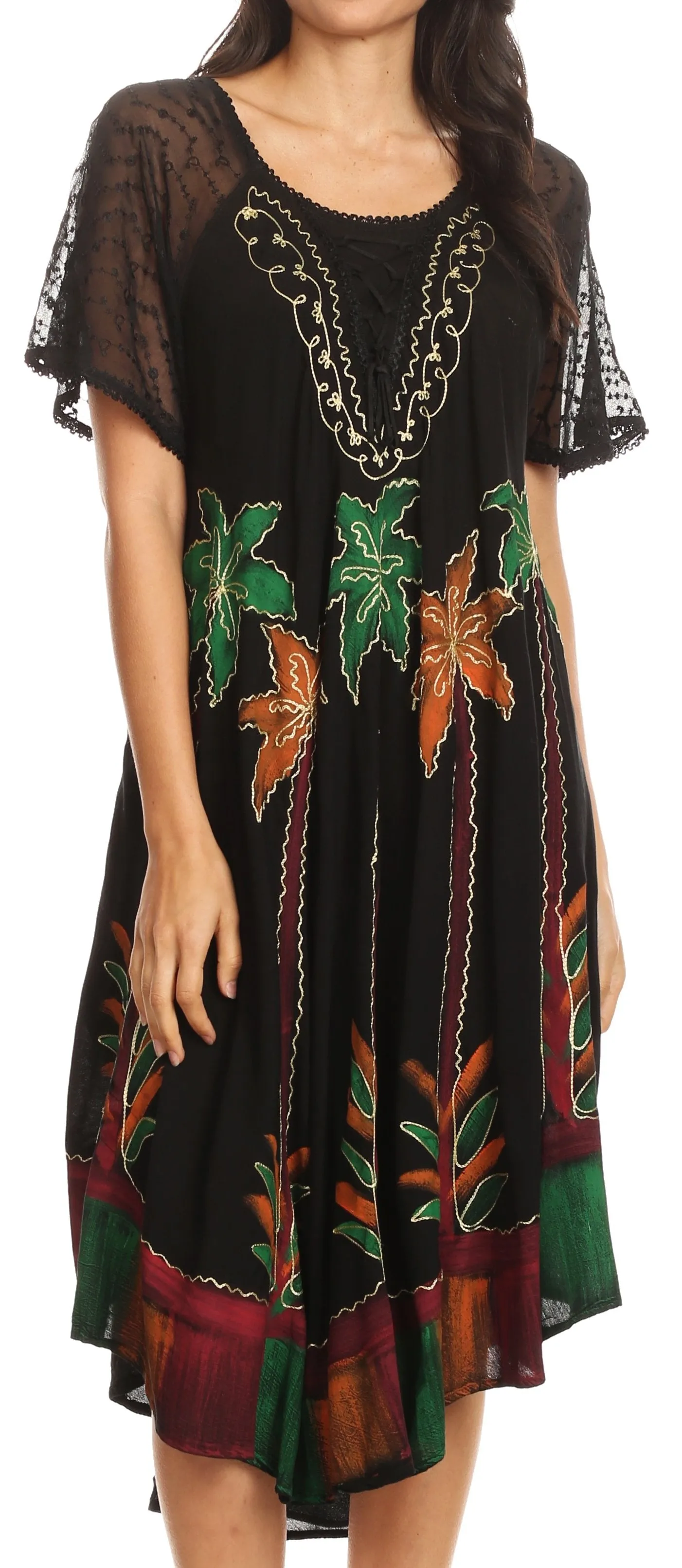 Sakkas Kai Palm Tree Caftan Tank Dress / Cover Up