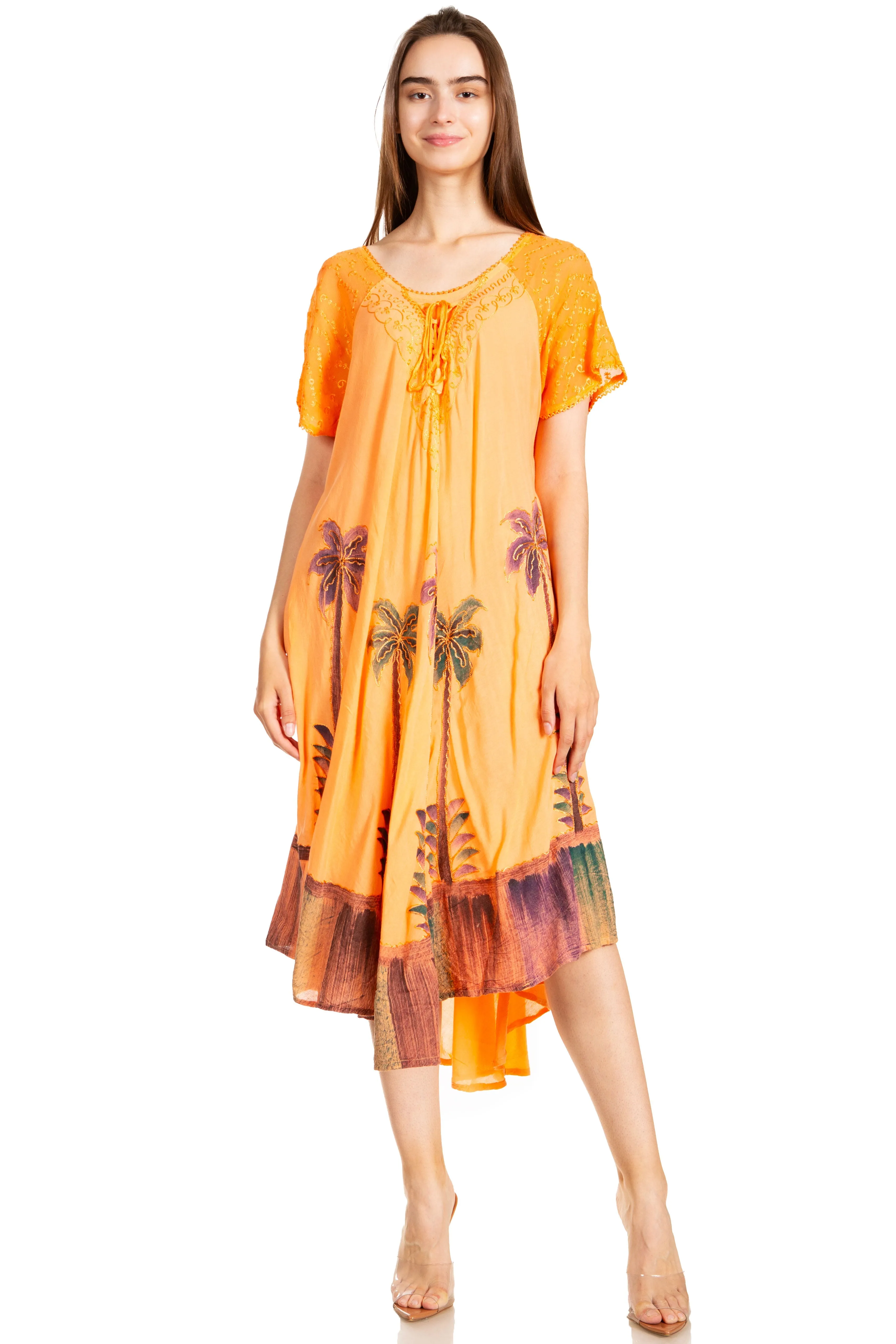 Sakkas Kai Palm Tree Caftan Tank Dress / Cover Up