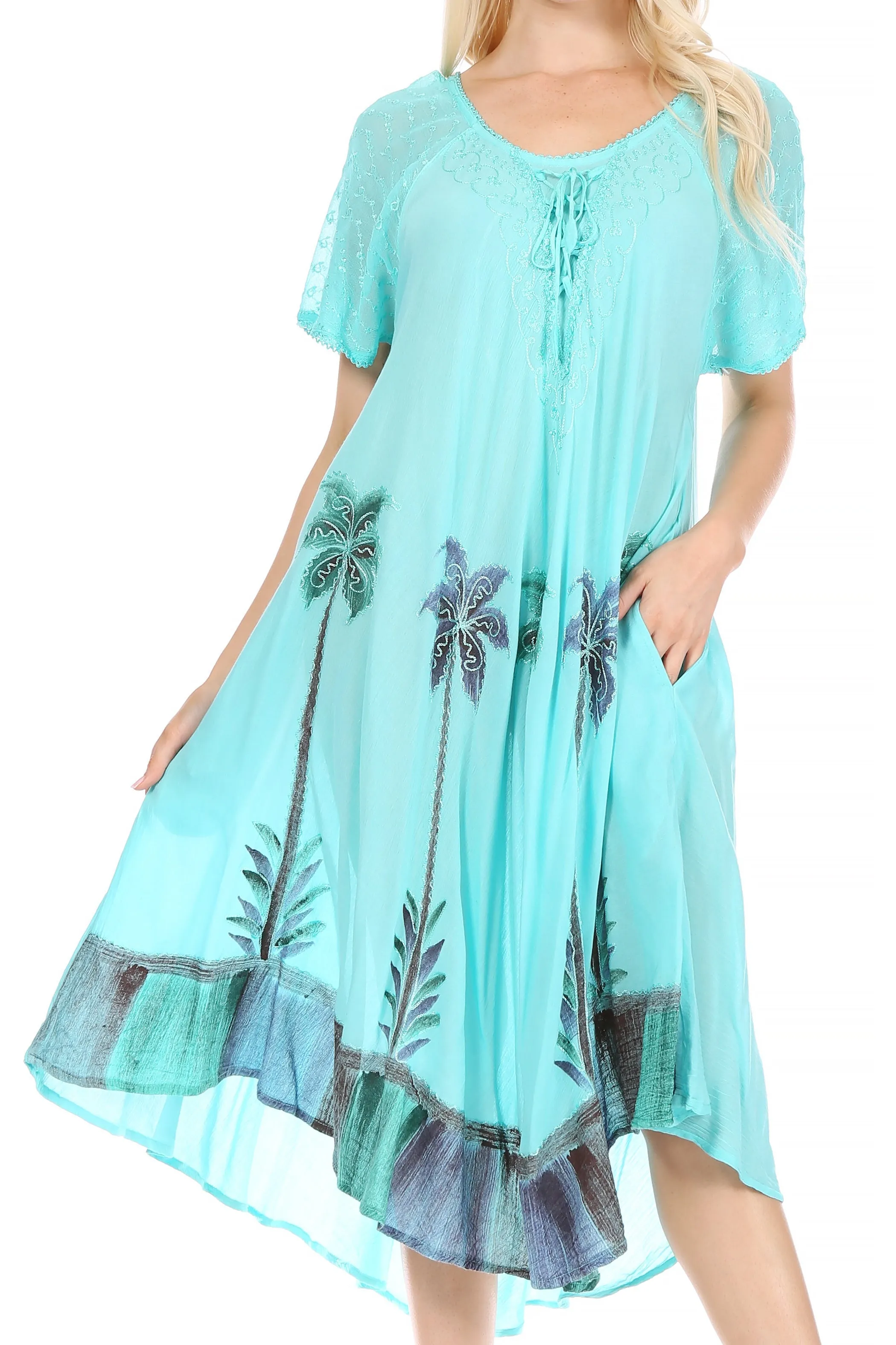 Sakkas Kai Palm Tree Caftan Tank Dress / Cover Up