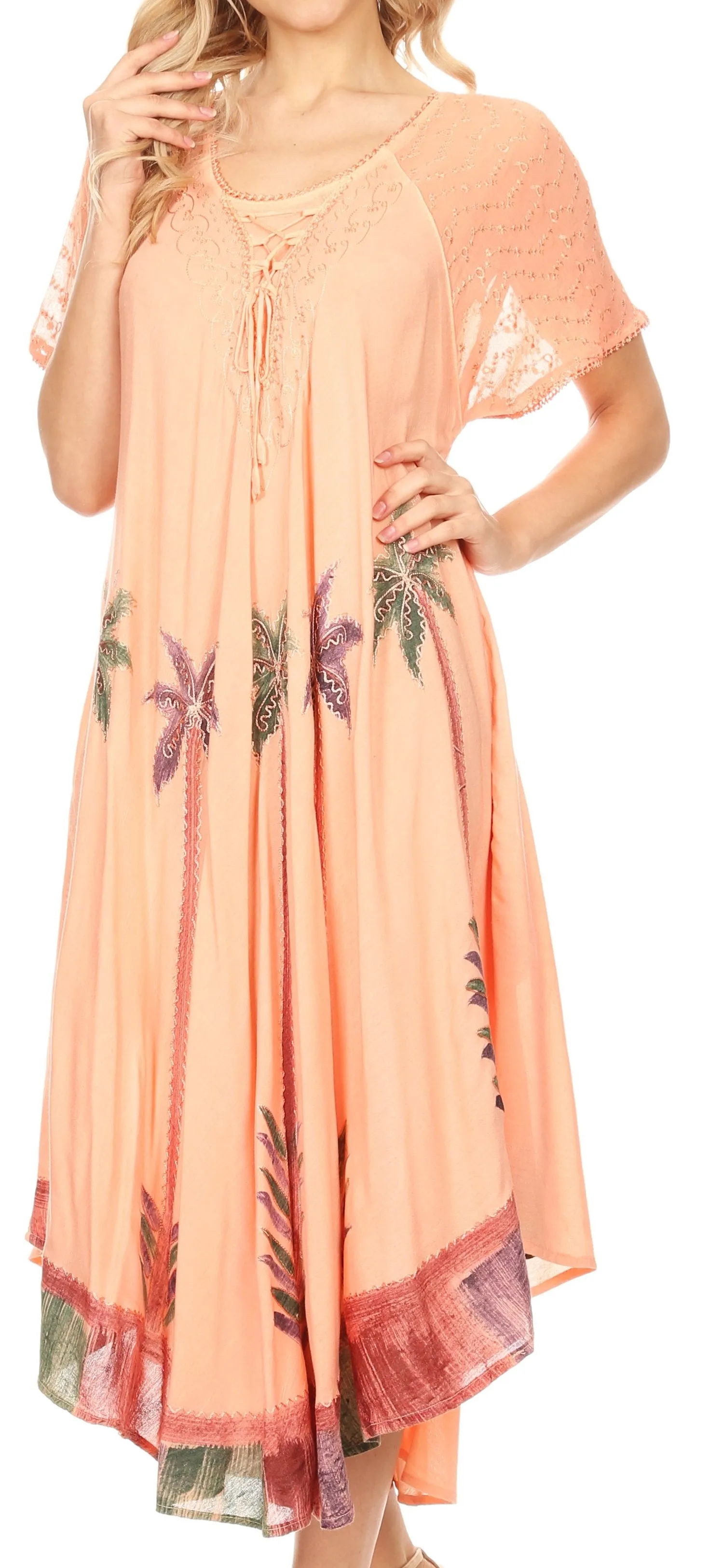 Sakkas Kai Palm Tree Caftan Tank Dress / Cover Up