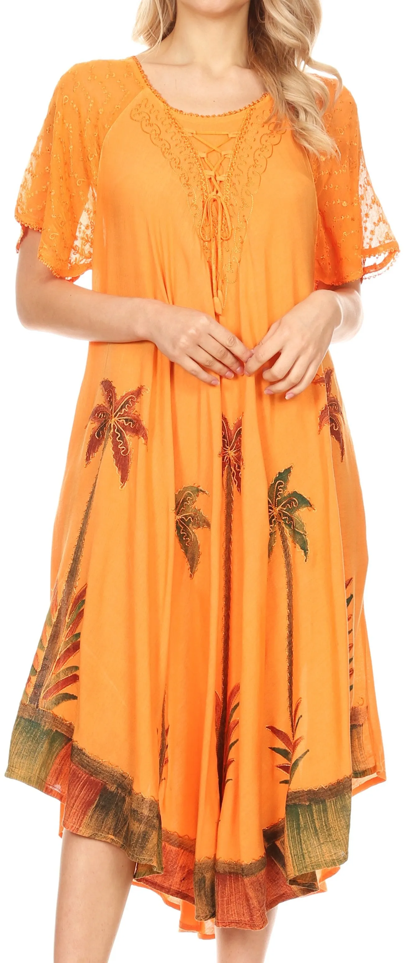 Sakkas Kai Palm Tree Caftan Tank Dress / Cover Up