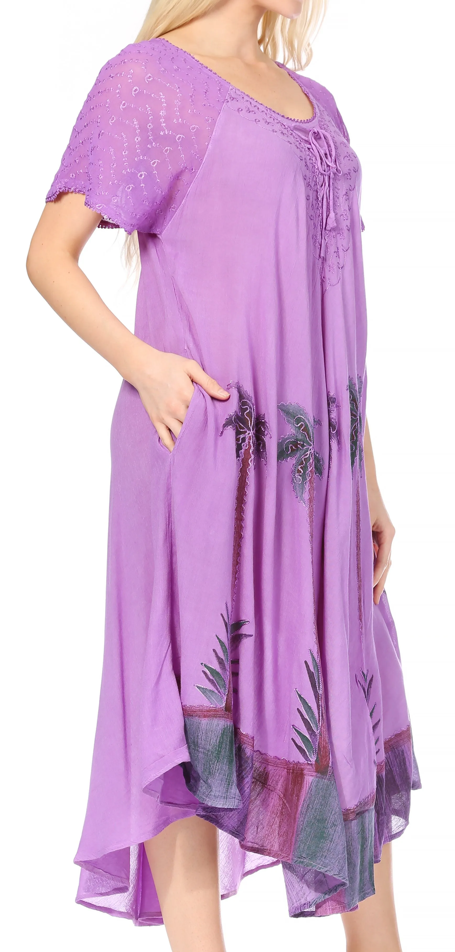 Sakkas Kai Palm Tree Caftan Tank Dress / Cover Up