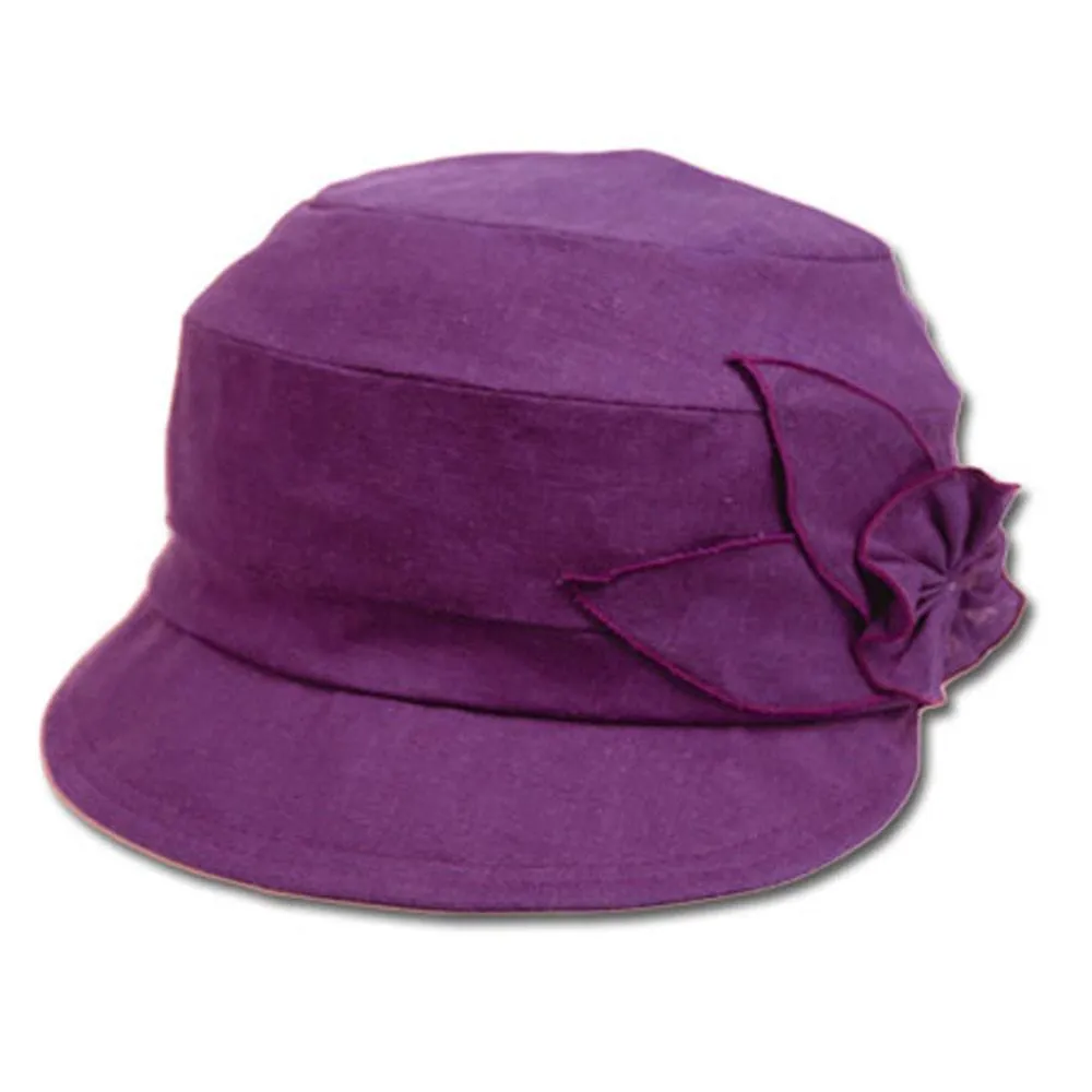 Sakkas Linen Flower Soft Brim Cadet Cap / Hat