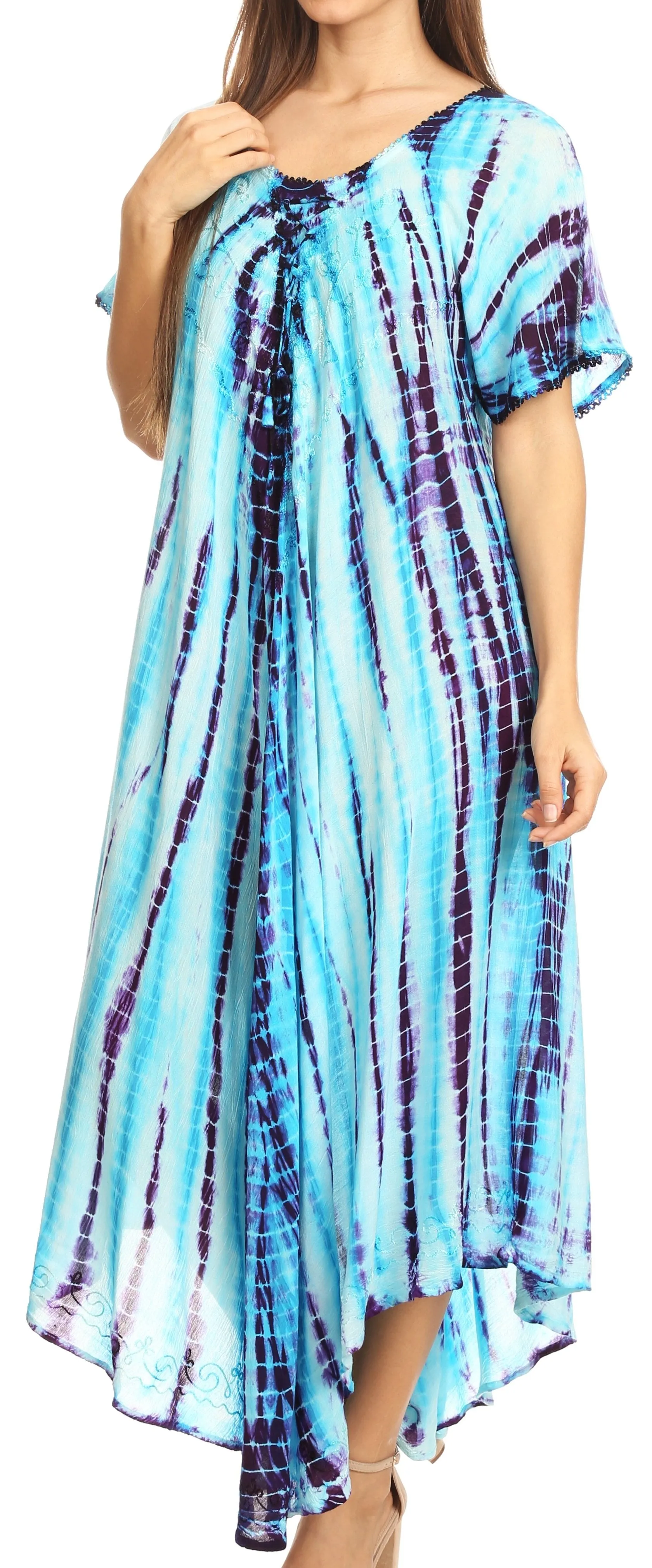 Sakkas Melika Tie Dye Caftan Dress