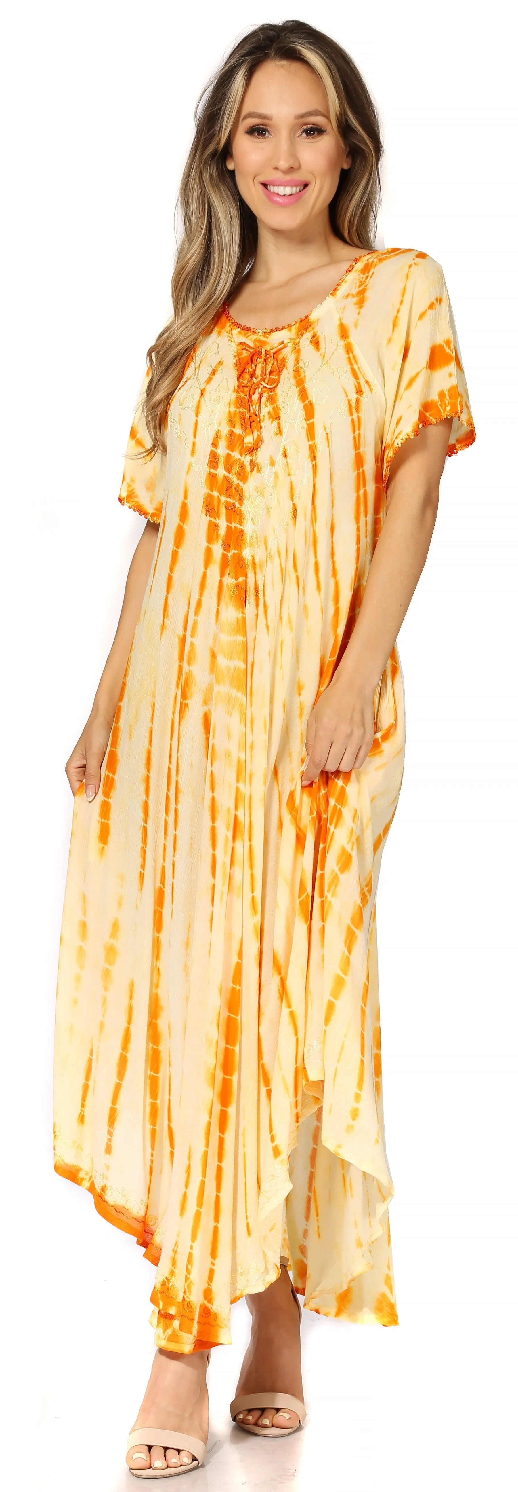 Sakkas Melika Tie Dye Caftan Dress