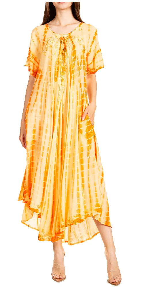 Sakkas Melika Tie Dye Caftan Dress