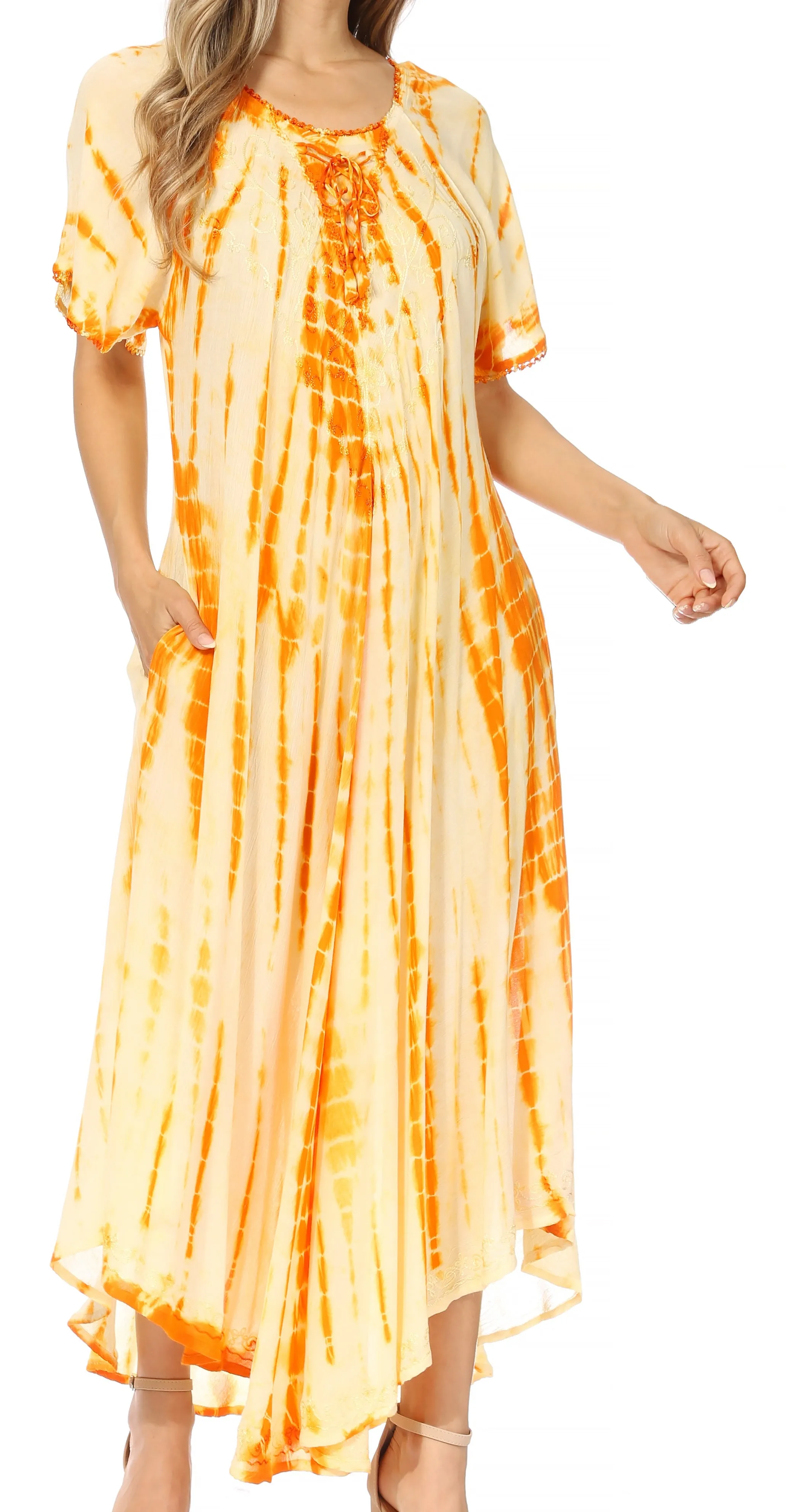 Sakkas Melika Tie Dye Caftan Dress