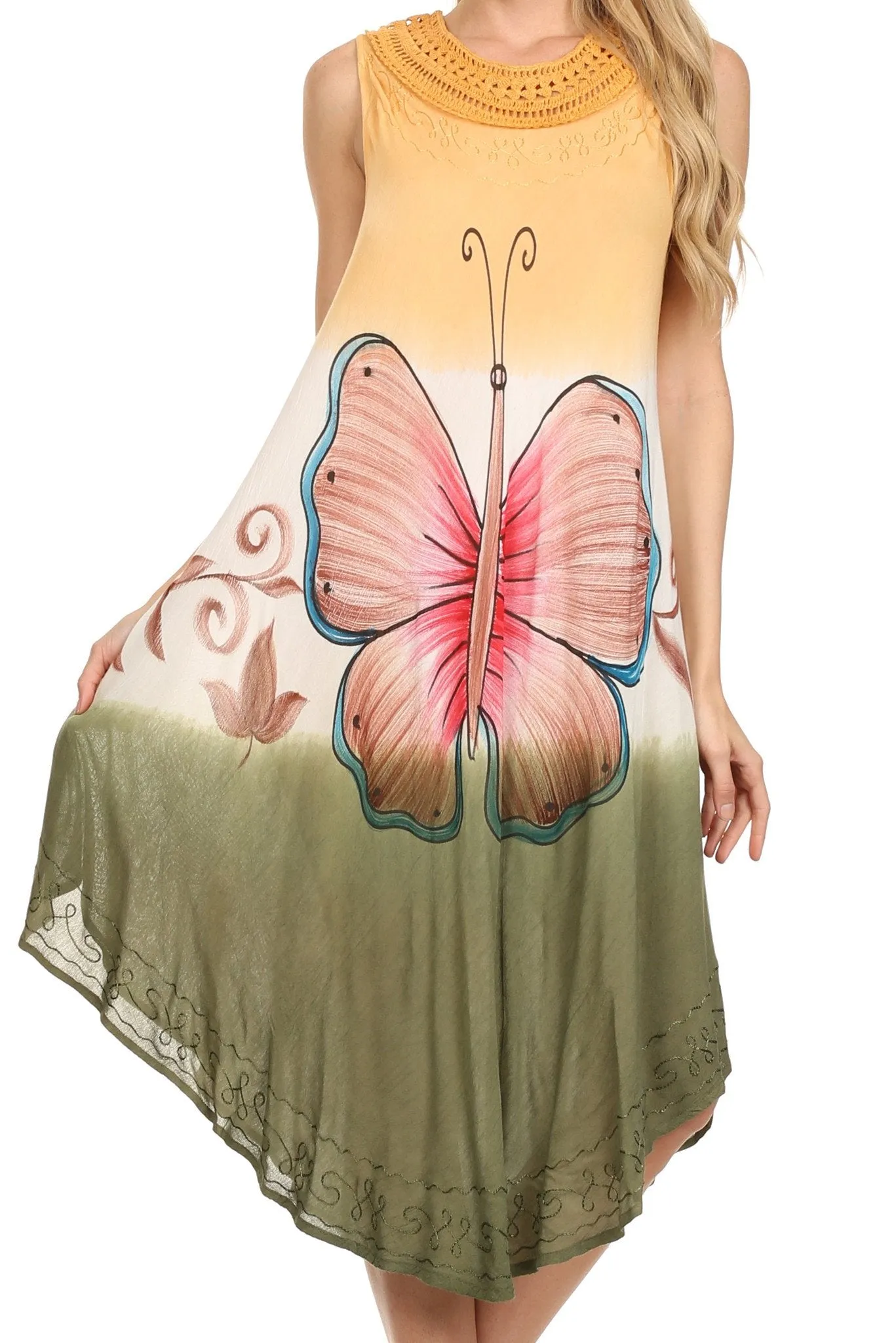 Sakkas Mia Butterfly Color Block Caftan Dress