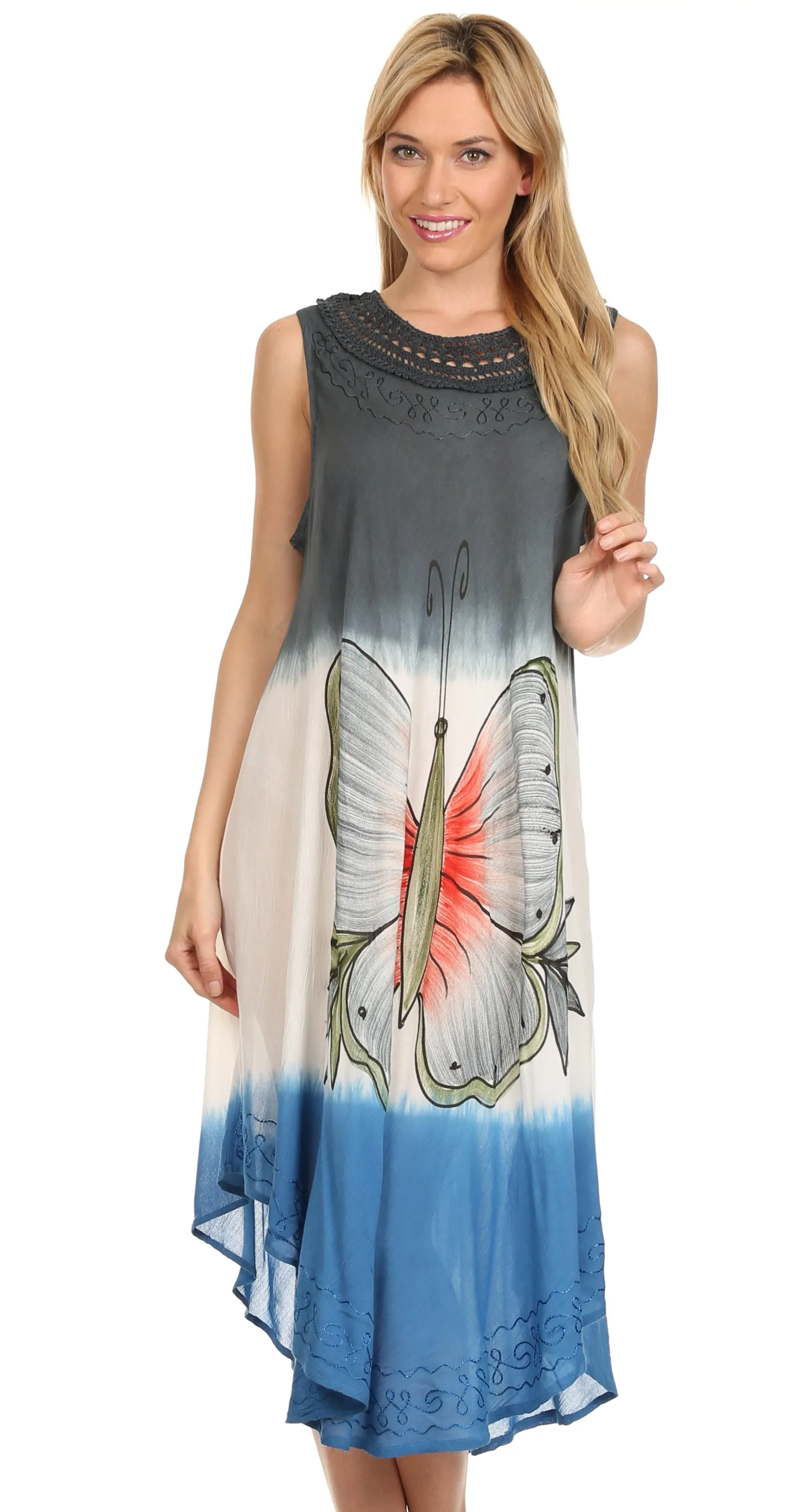 Sakkas Mia Butterfly Color Block Caftan Dress