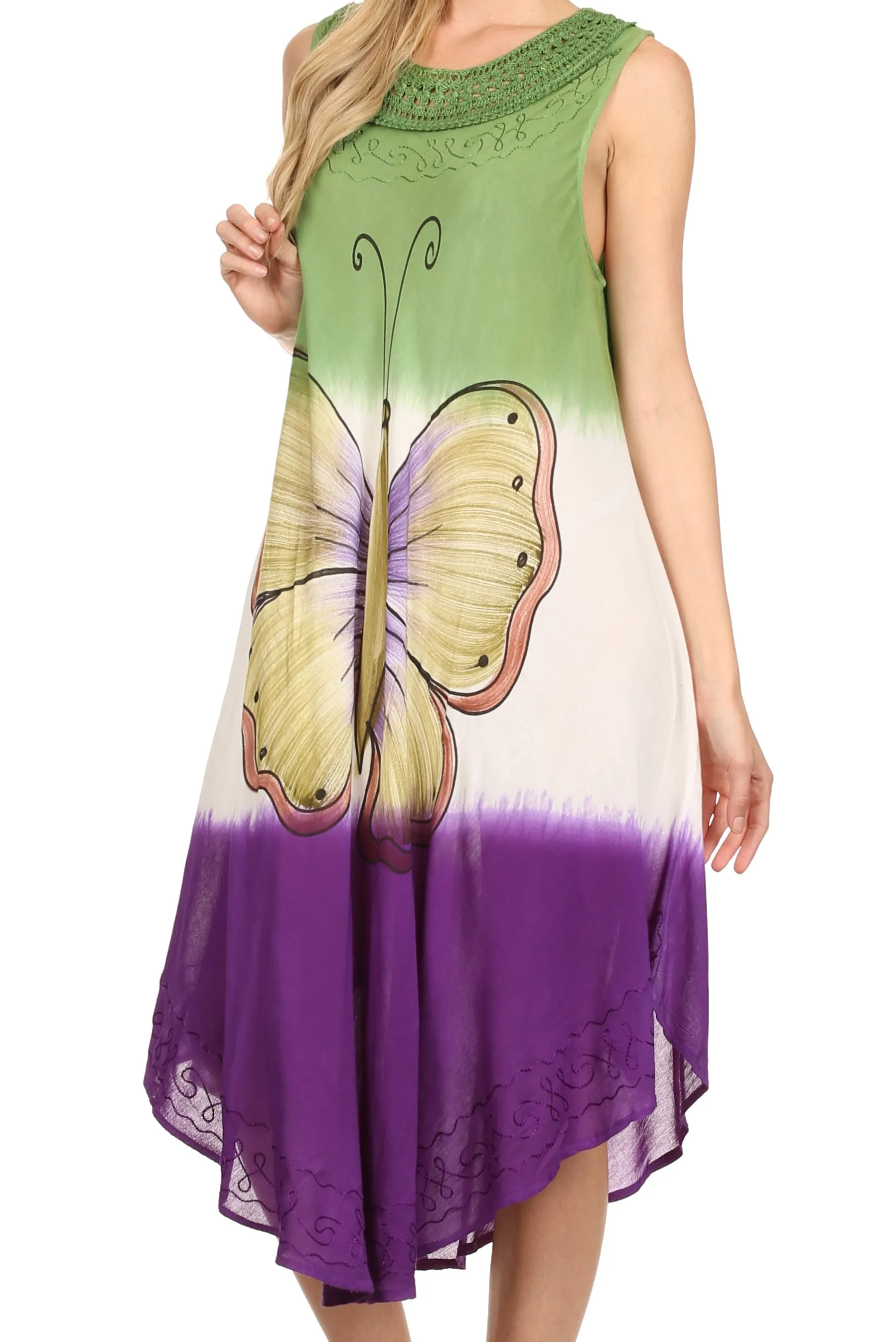 Sakkas Mia Butterfly Color Block Caftan Dress