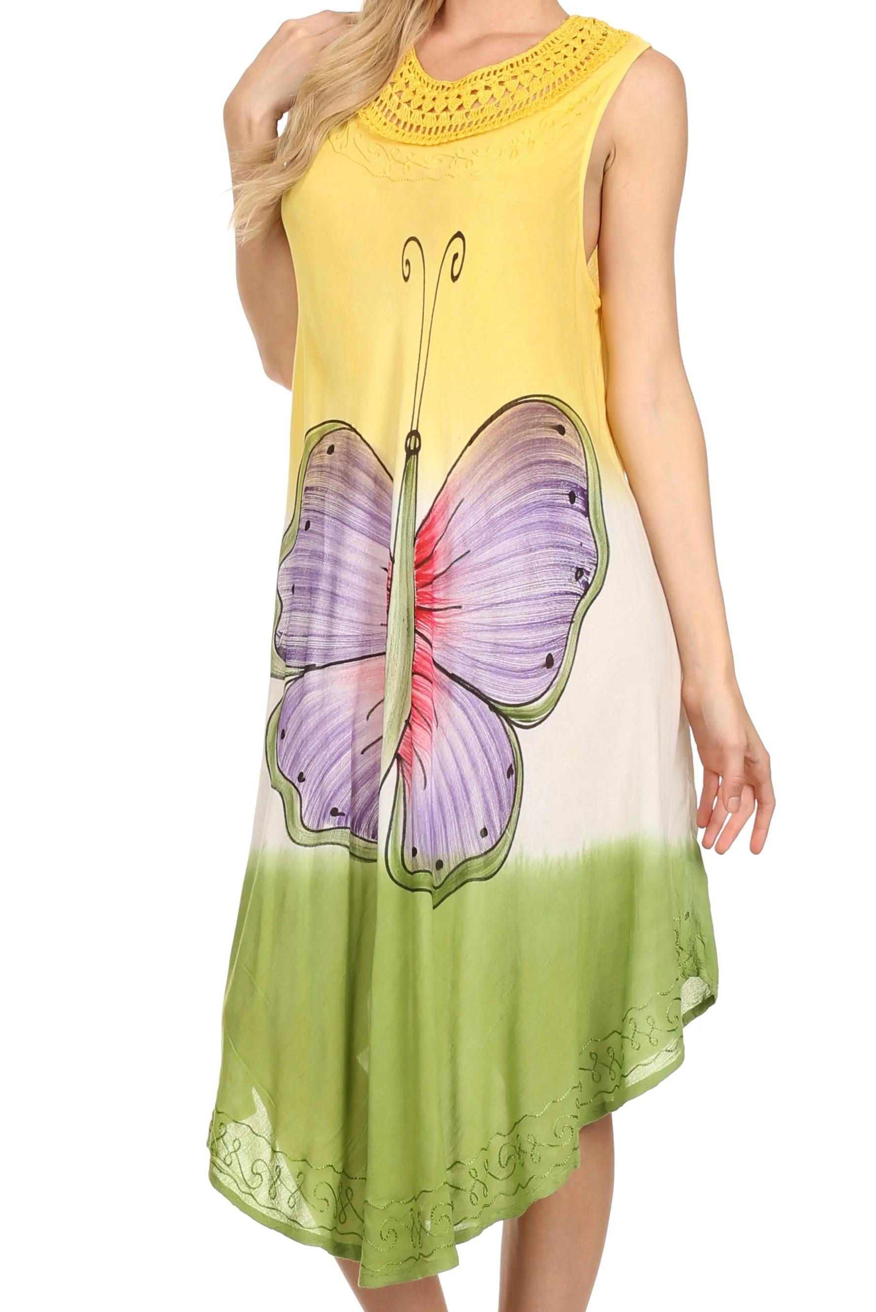 Sakkas Mia Butterfly Color Block Caftan Dress