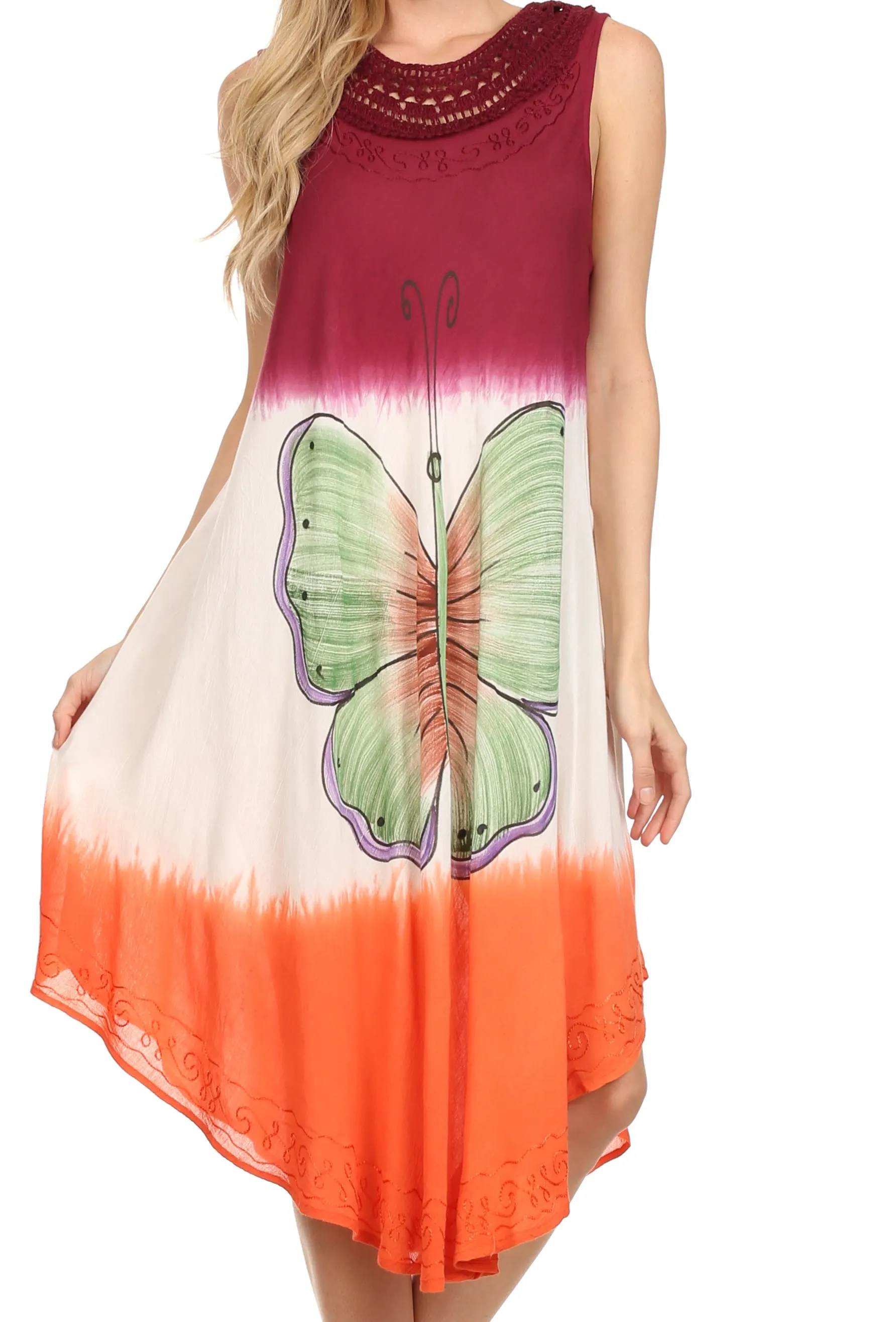 Sakkas Mia Butterfly Color Block Caftan Dress