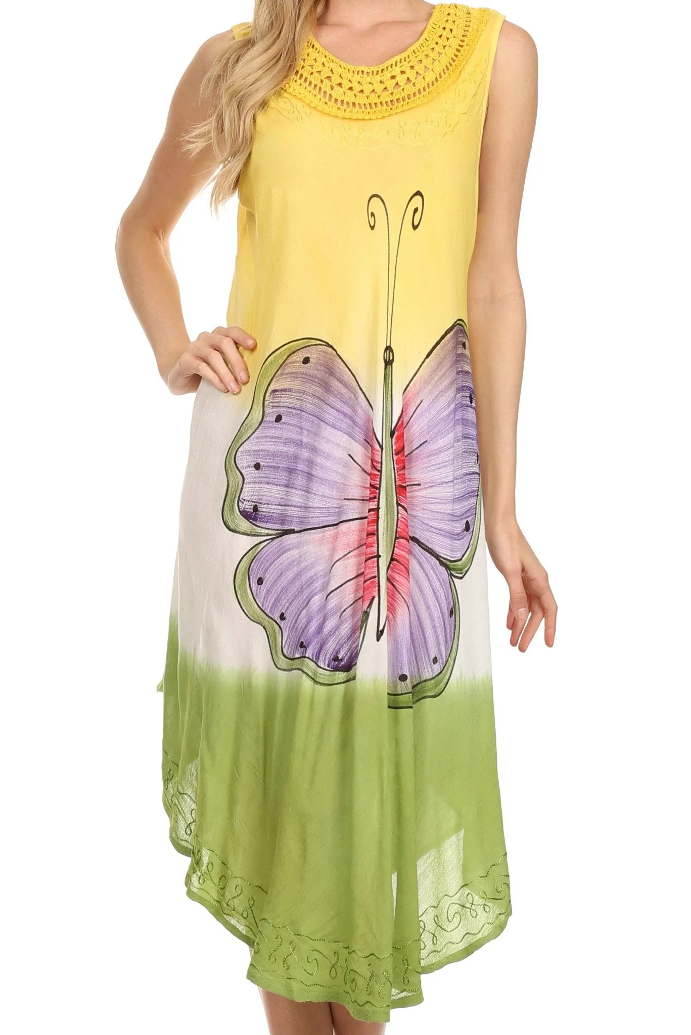 Sakkas Mia Butterfly Color Block Caftan Dress