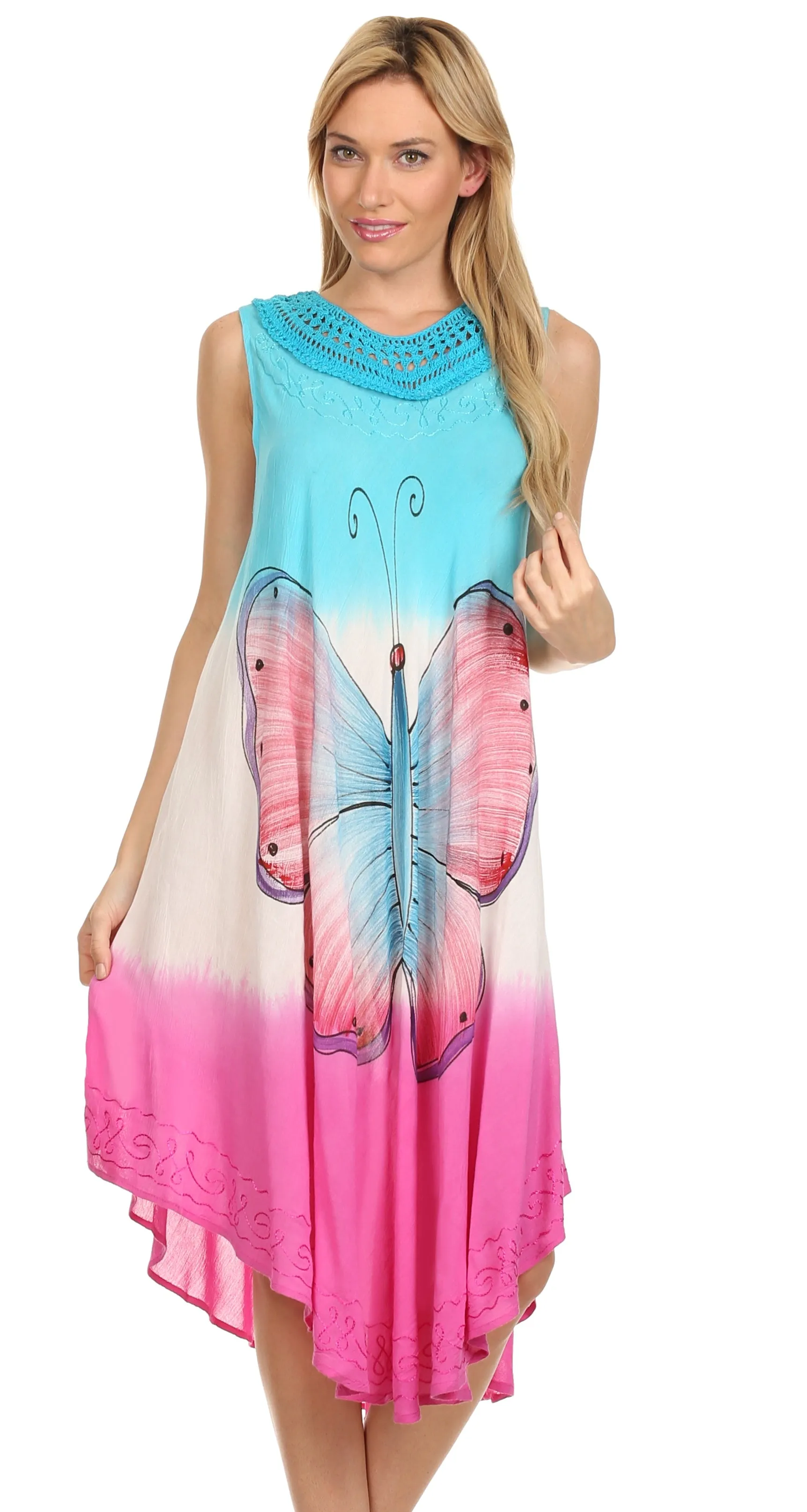 Sakkas Mia Butterfly Color Block Caftan Dress