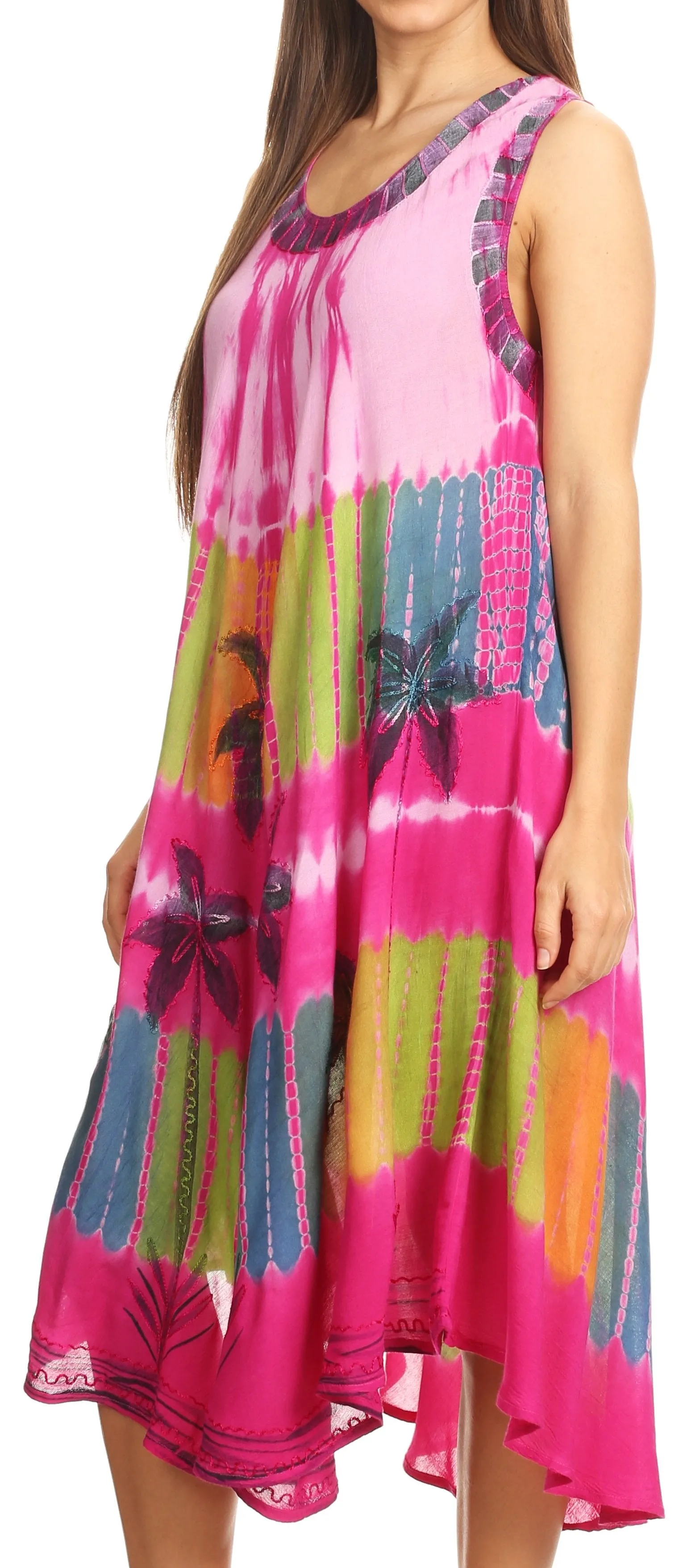 Sakkas Palm Tree Tie Dye Caftan Dress / Cover Up