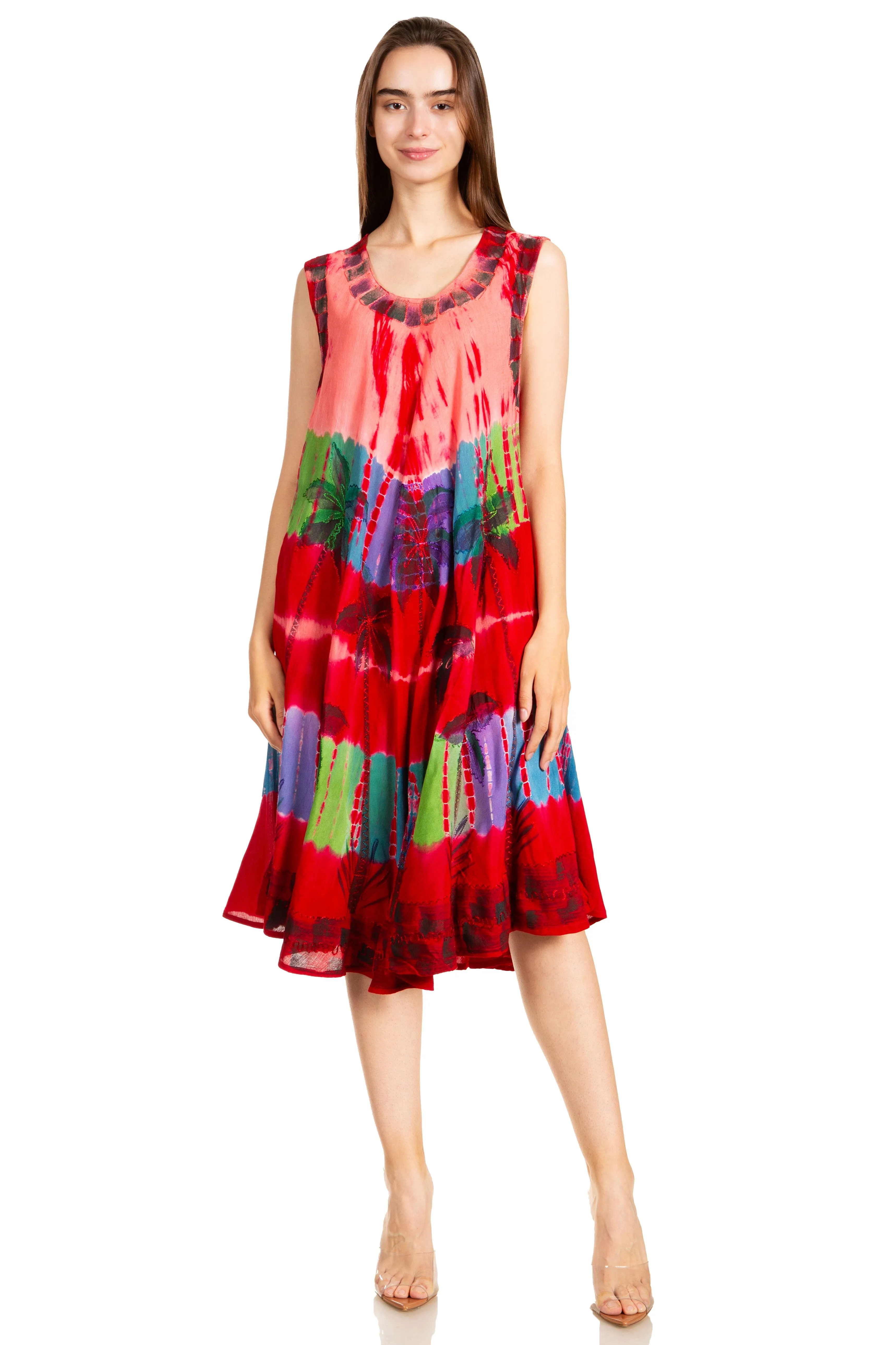 Sakkas Palm Tree Tie Dye Caftan Dress / Cover Up