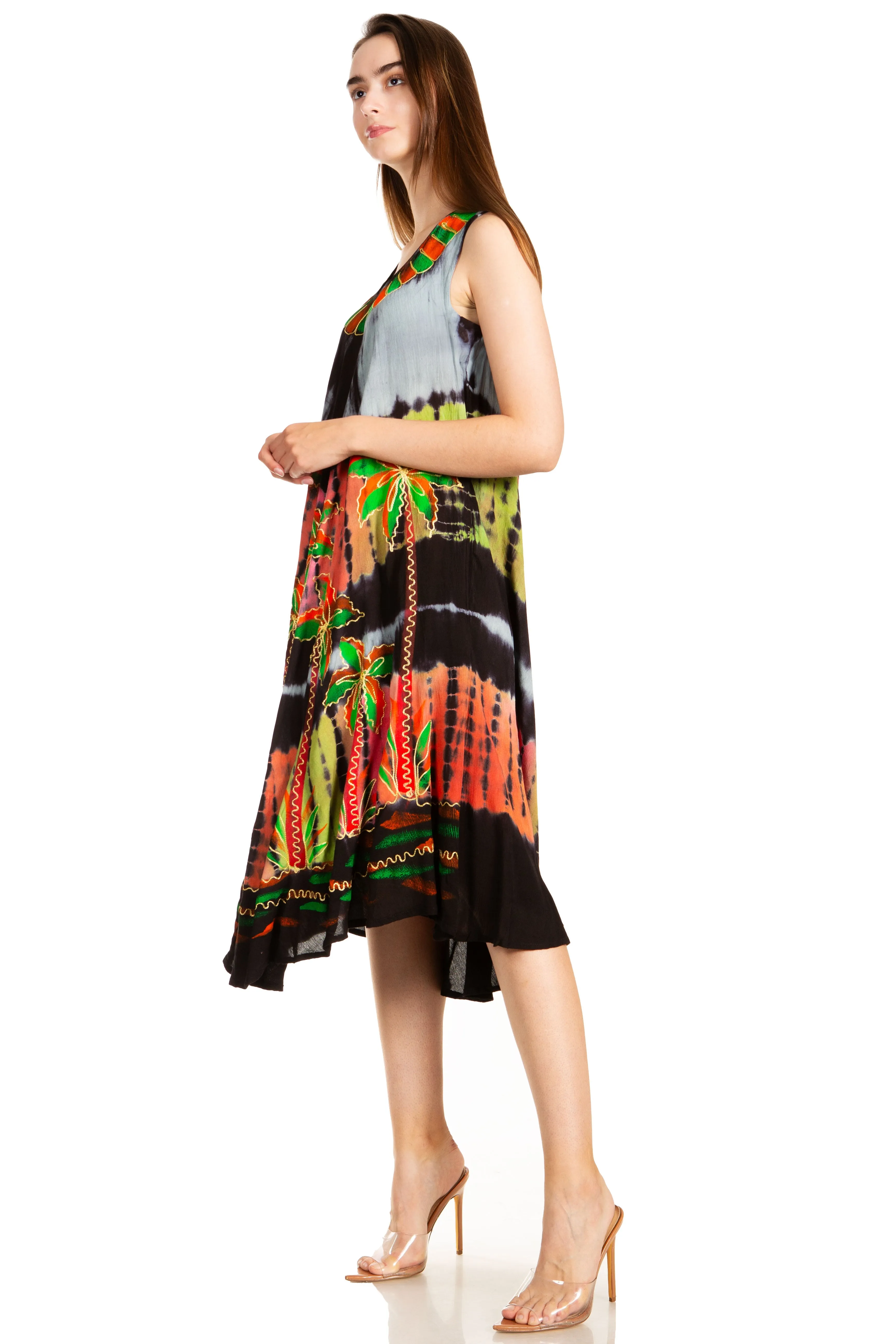 Sakkas Palm Tree Tie Dye Caftan Dress / Cover Up