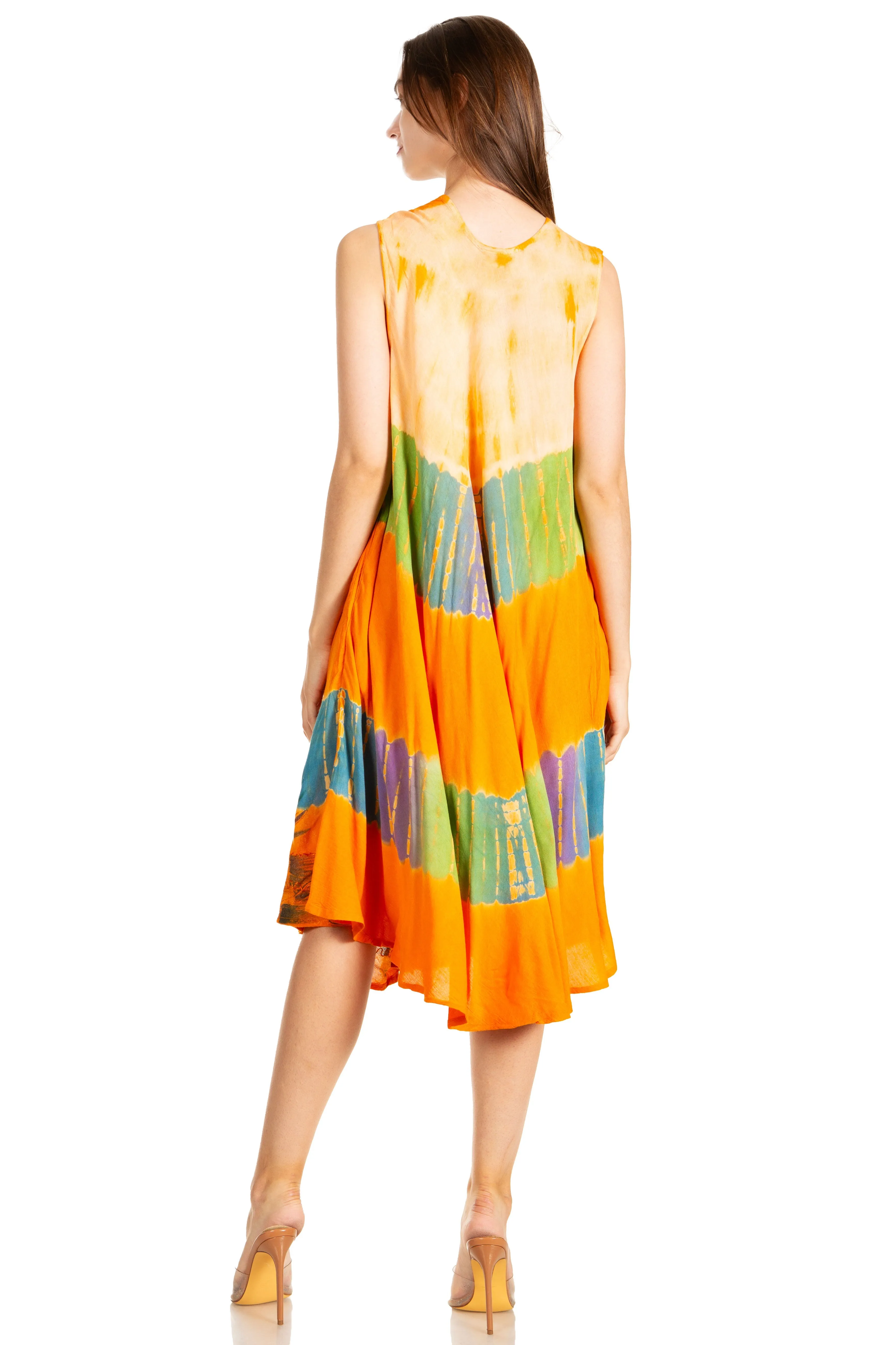 Sakkas Palm Tree Tie Dye Caftan Dress / Cover Up