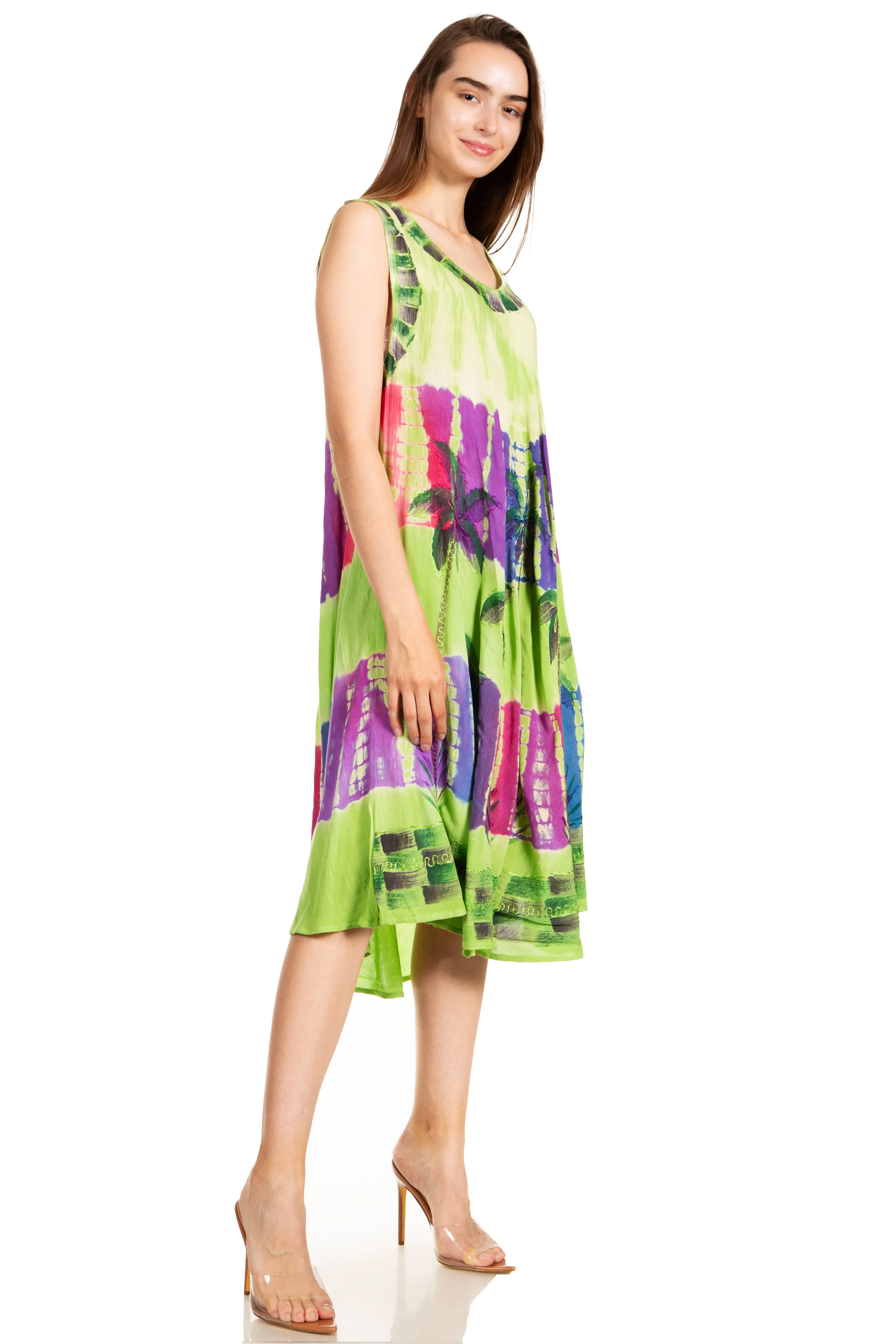 Sakkas Palm Tree Tie Dye Caftan Dress / Cover Up