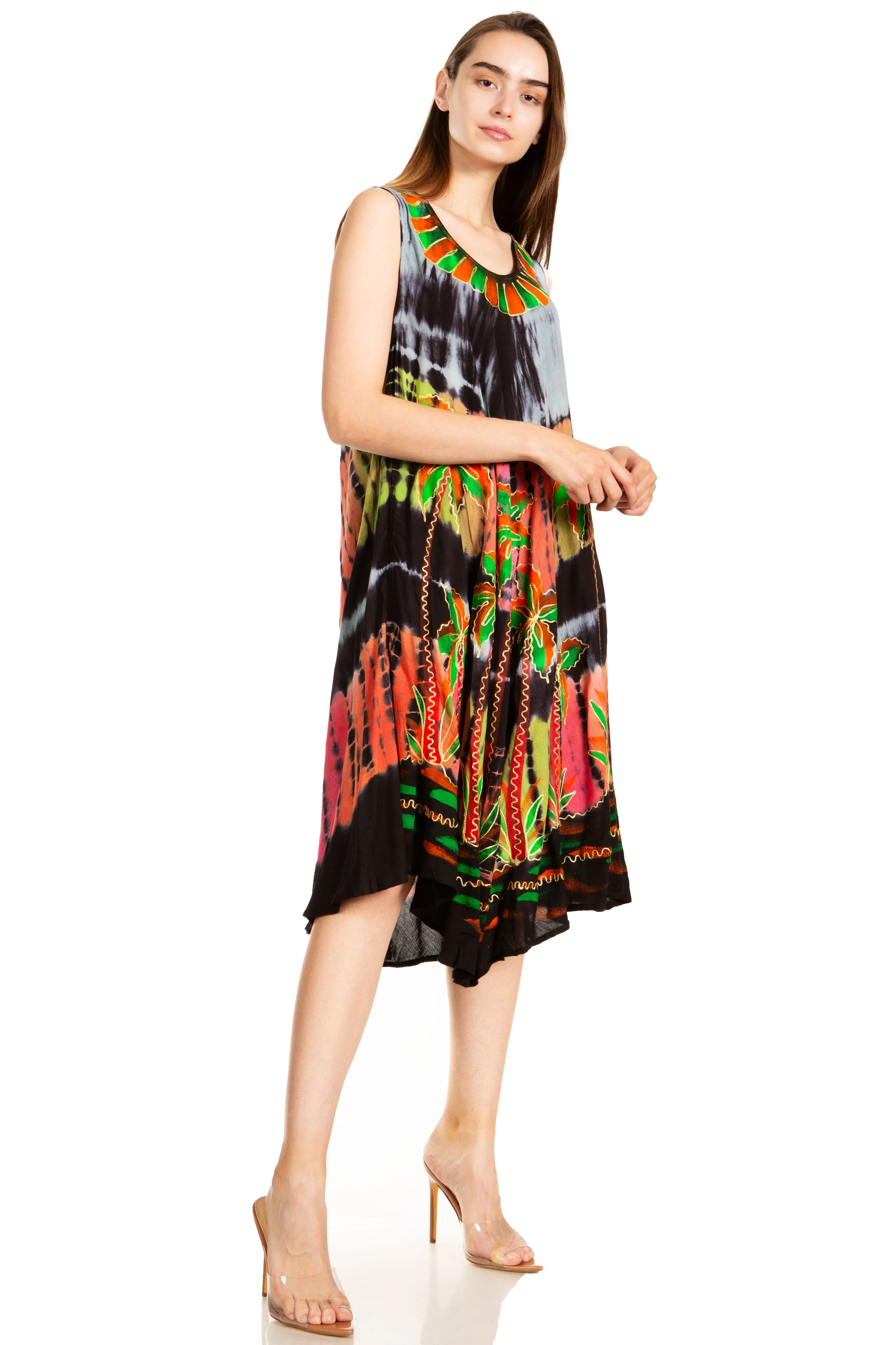 Sakkas Palm Tree Tie Dye Caftan Dress / Cover Up