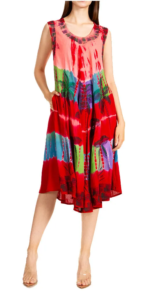 Sakkas Palm Tree Tie Dye Caftan Dress / Cover Up