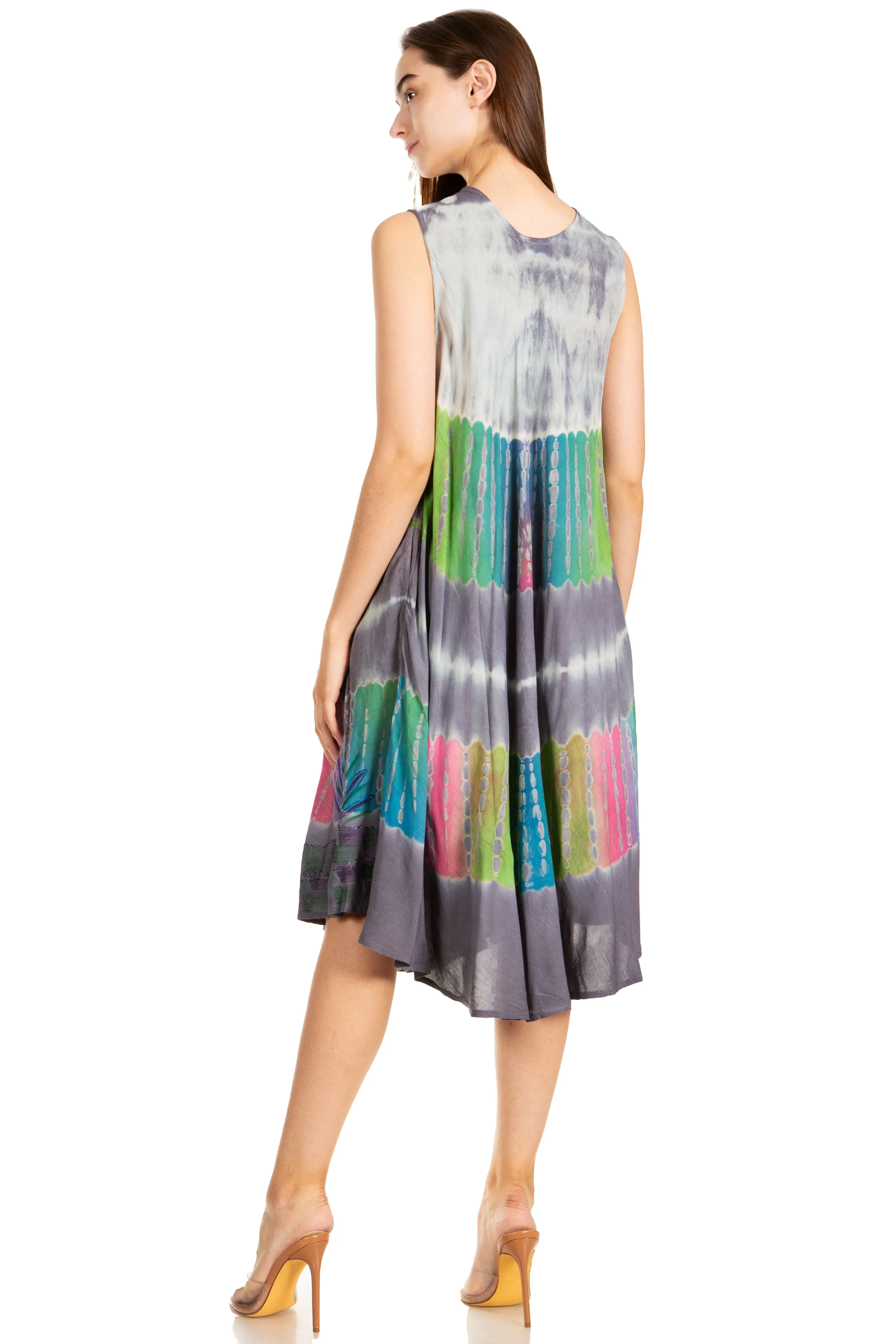 Sakkas Palm Tree Tie Dye Caftan Dress / Cover Up