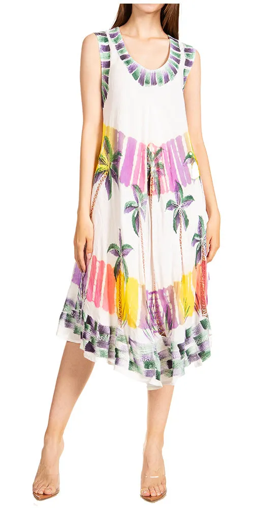 Sakkas Palm Tree Tie Dye Caftan Dress / Cover Up