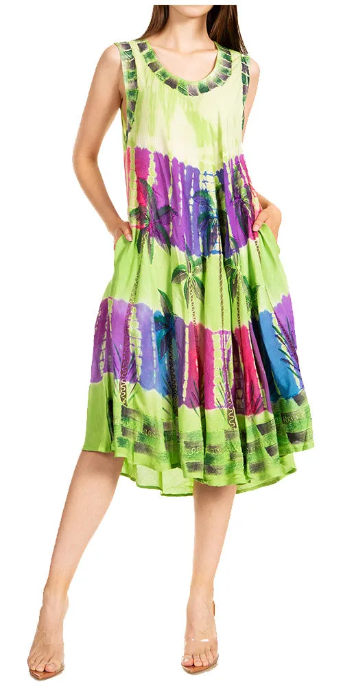 Sakkas Palm Tree Tie Dye Caftan Dress / Cover Up