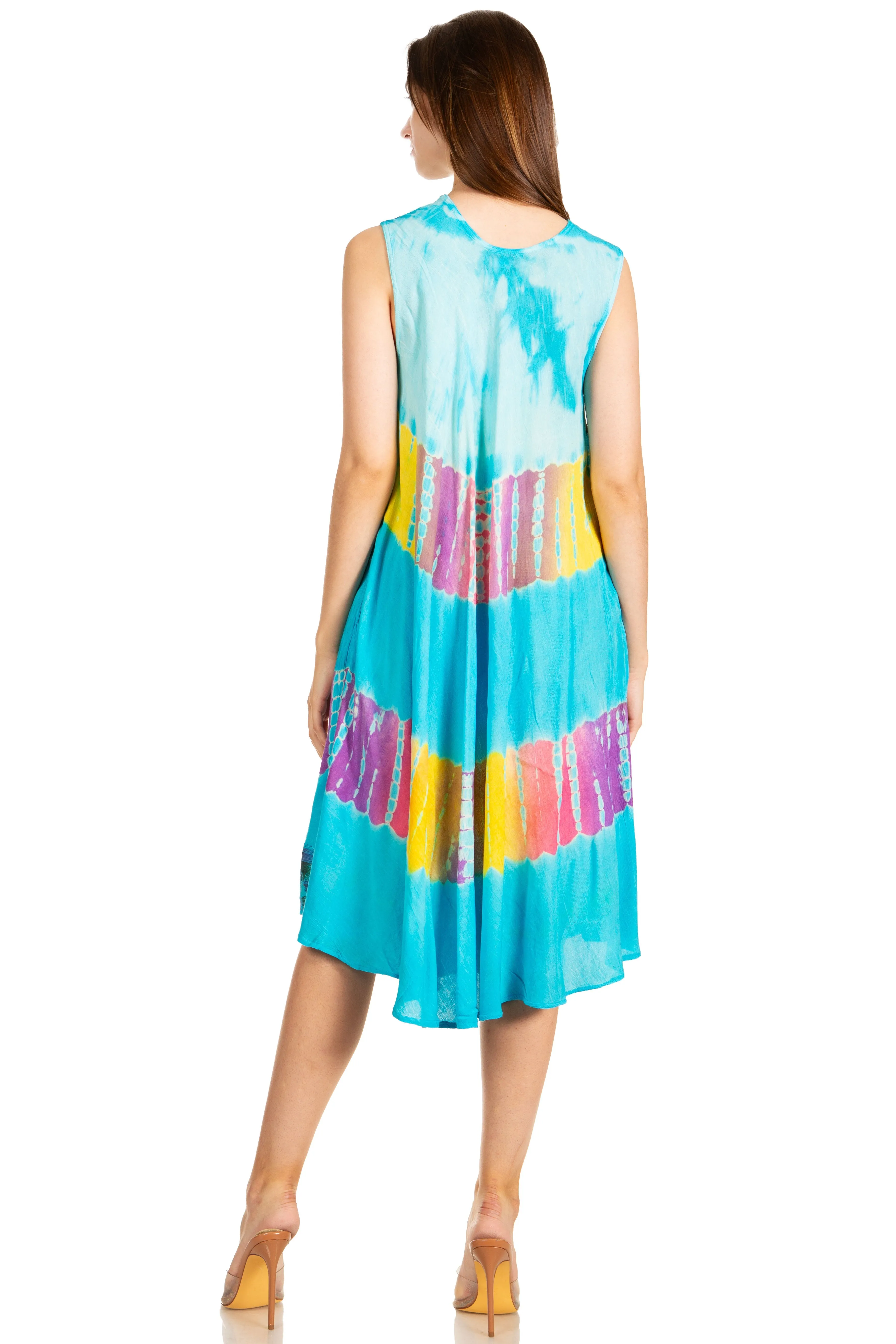 Sakkas Palm Tree Tie Dye Caftan Dress / Cover Up