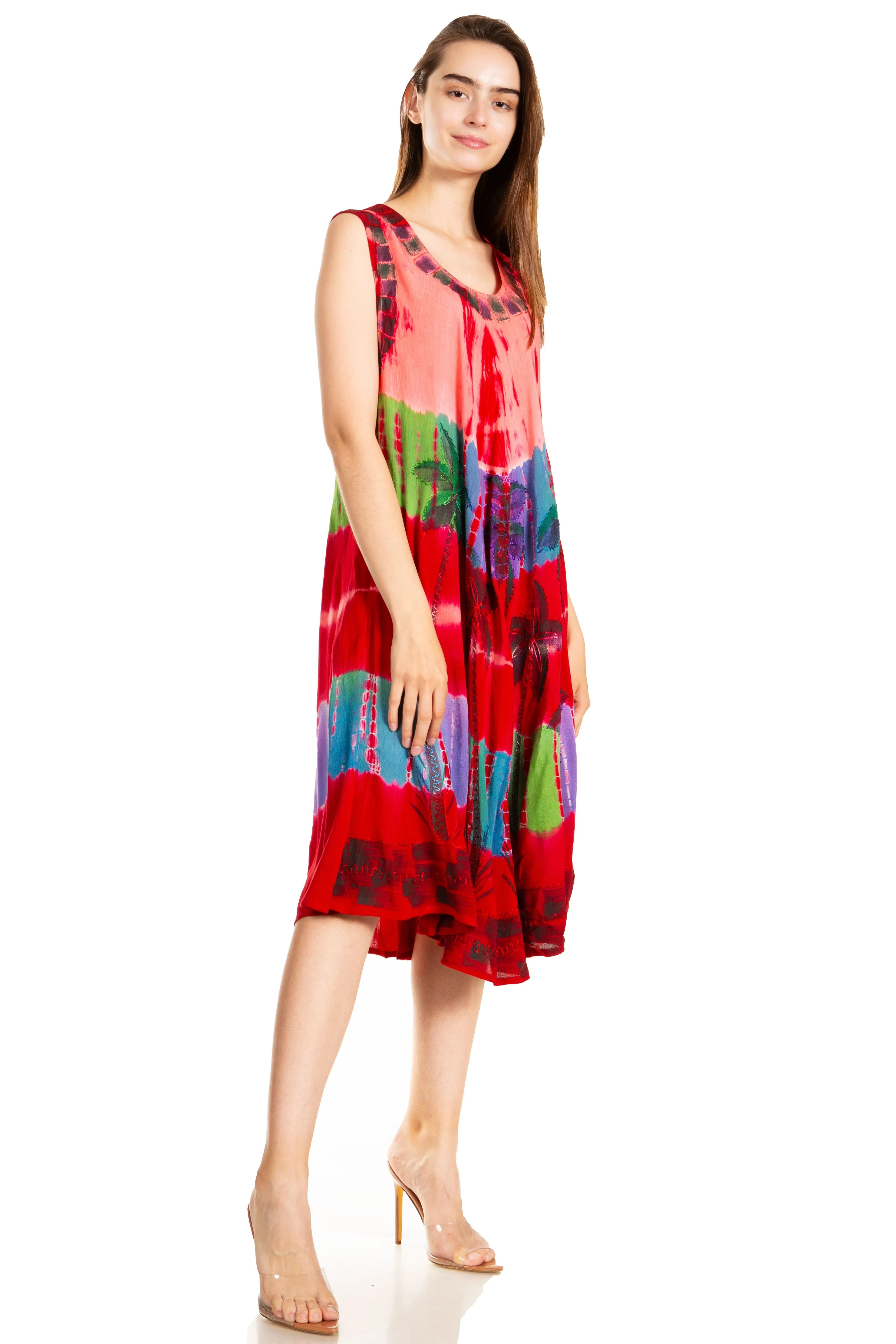 Sakkas Palm Tree Tie Dye Caftan Dress / Cover Up