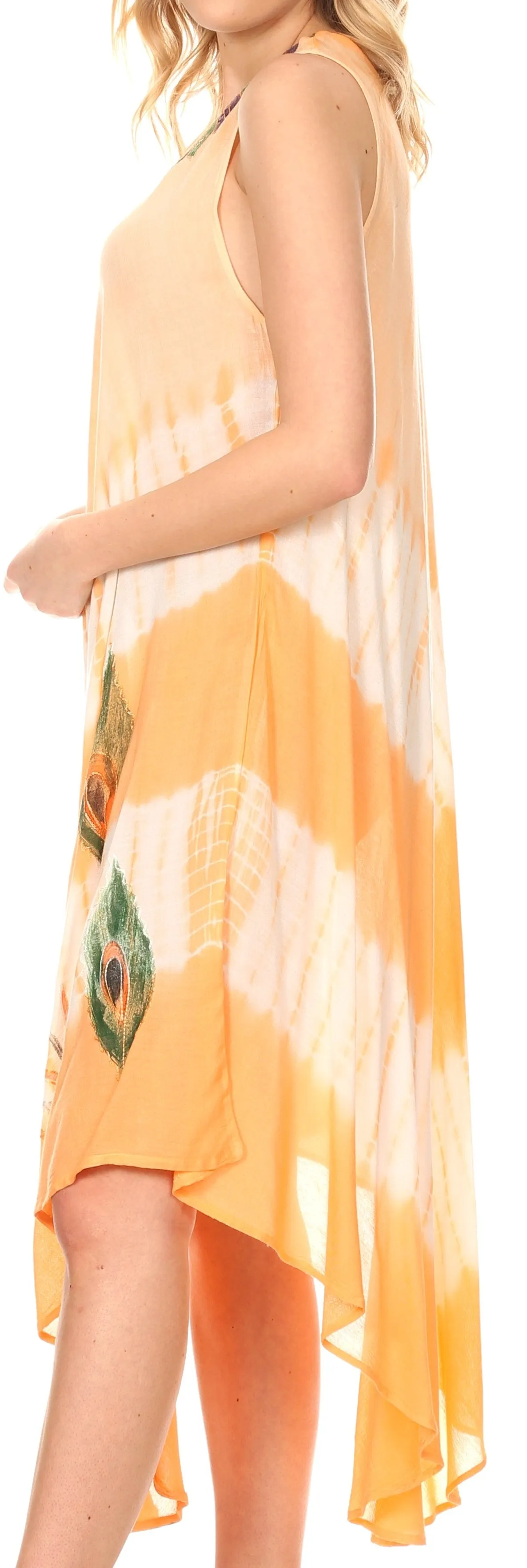 Sakkas Peacock Feather Caftan Dress / Cover Up