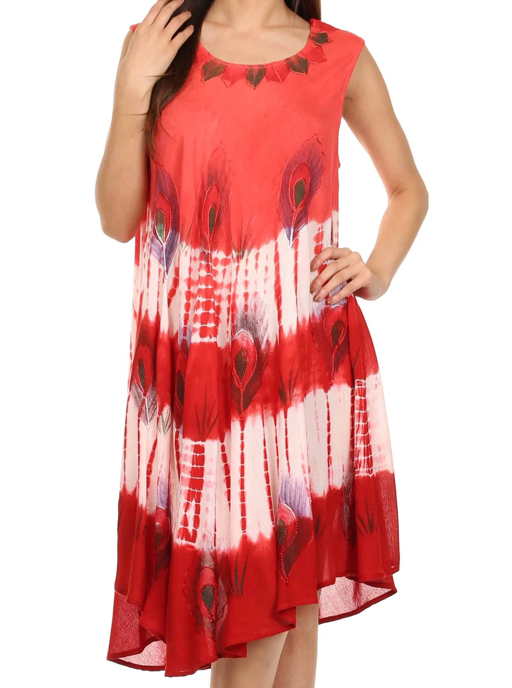 Sakkas Peacock Feather Caftan Dress / Cover Up