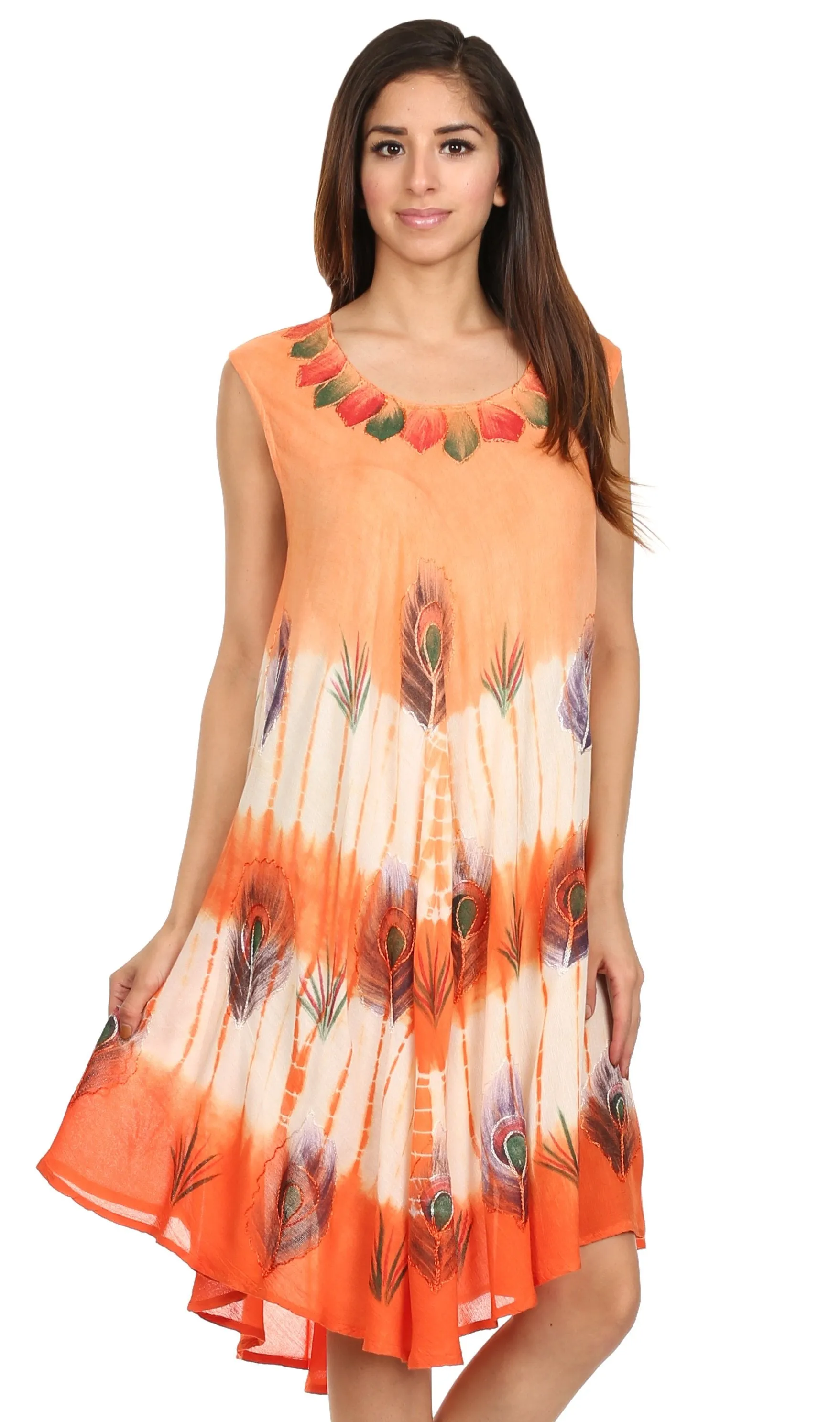 Sakkas Peacock Feather Caftan Dress / Cover Up