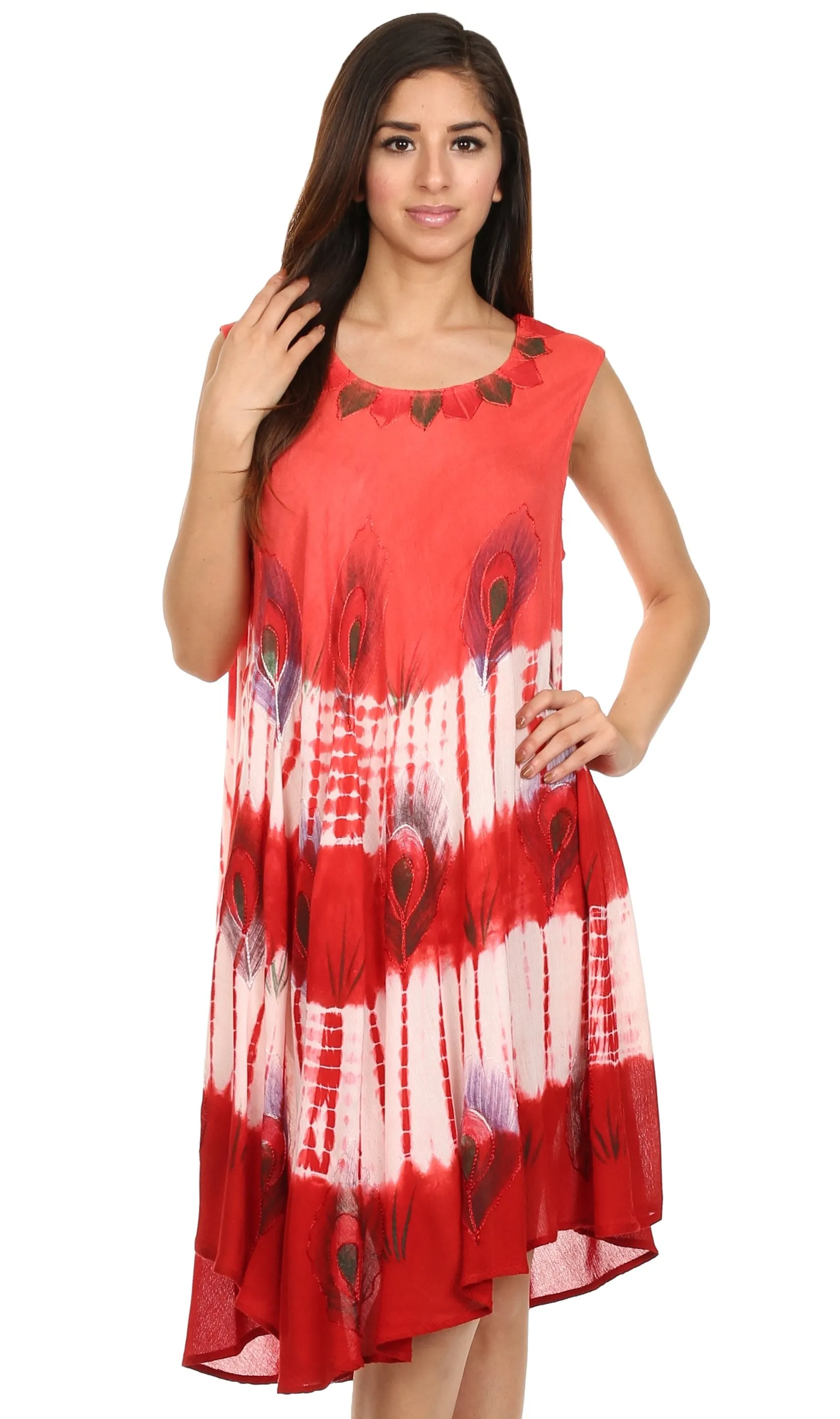 Sakkas Peacock Feather Caftan Dress / Cover Up