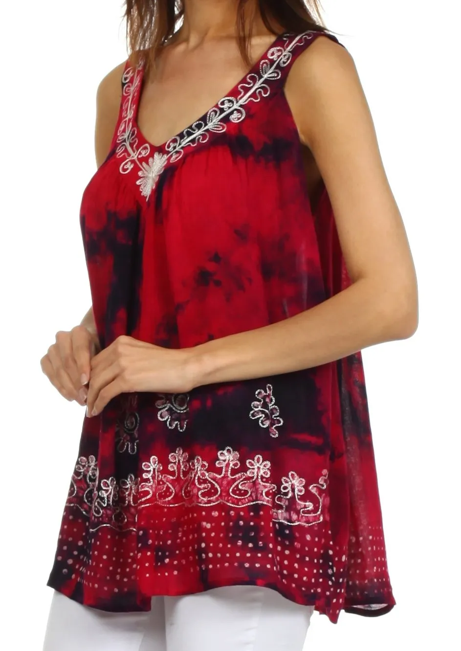 Sakkas Spring Meadow Batik Sleeveless Blouse