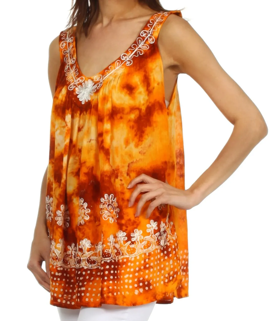 Sakkas Spring Meadow Batik Sleeveless Blouse