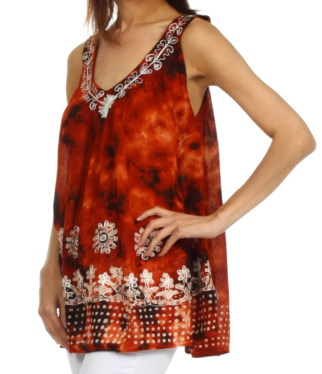 Sakkas Spring Meadow Batik Sleeveless Blouse