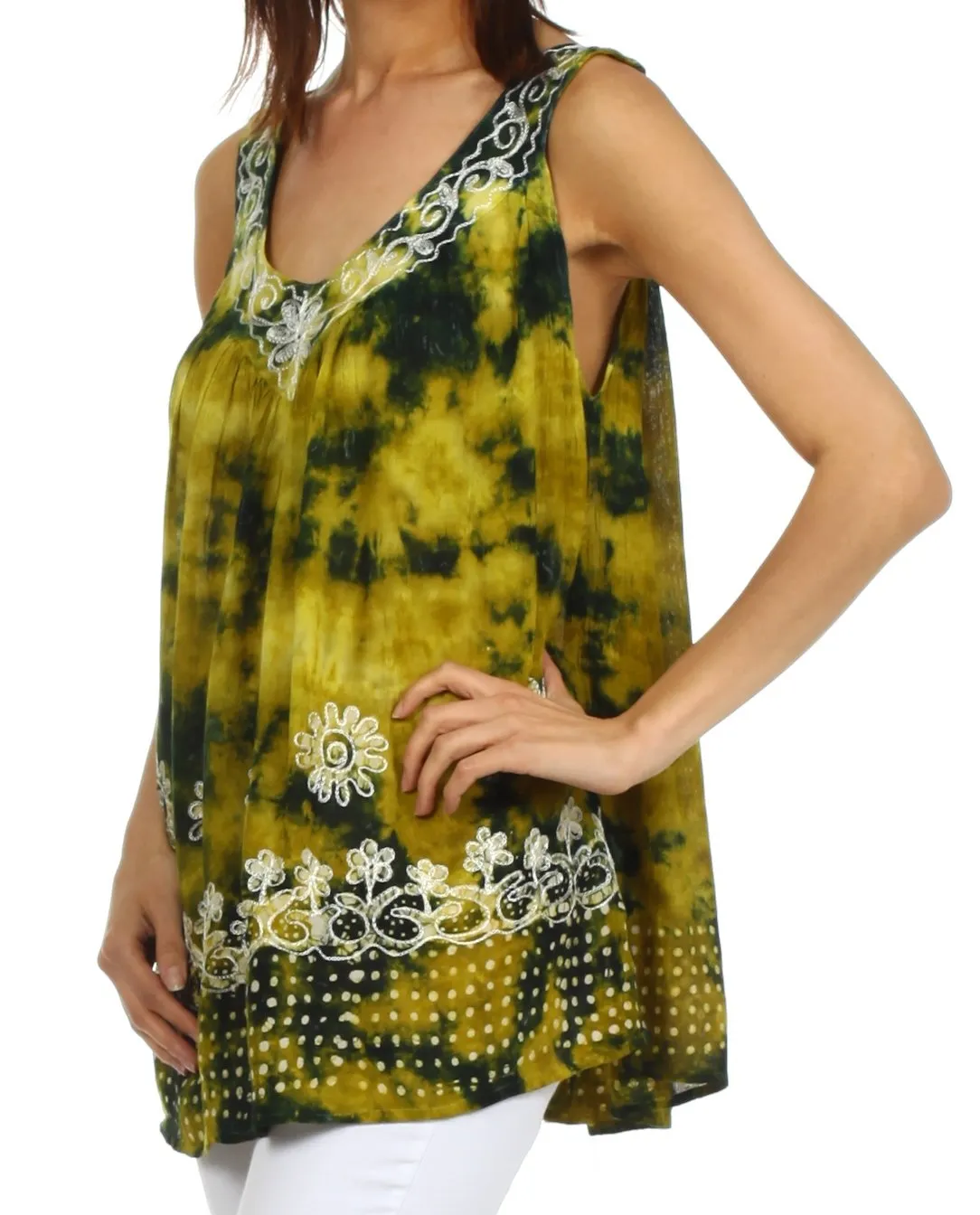 Sakkas Spring Meadow Batik Sleeveless Blouse